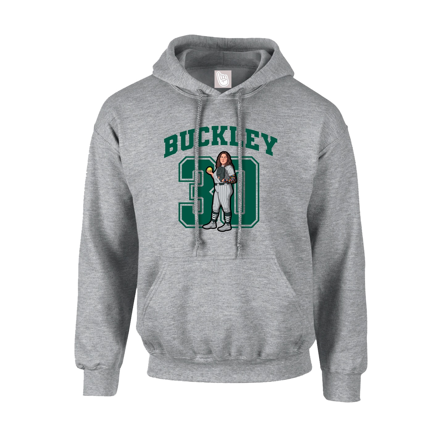 Youth Hoodie — Number in Grey