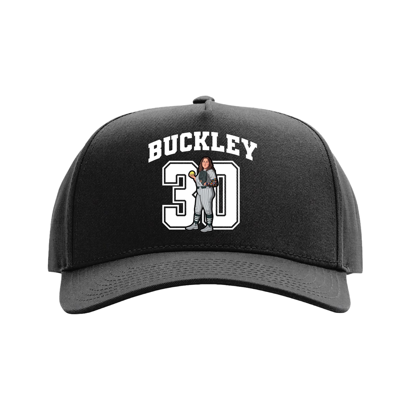Full Fabric Five-Panel Champ Cap — Number in Black