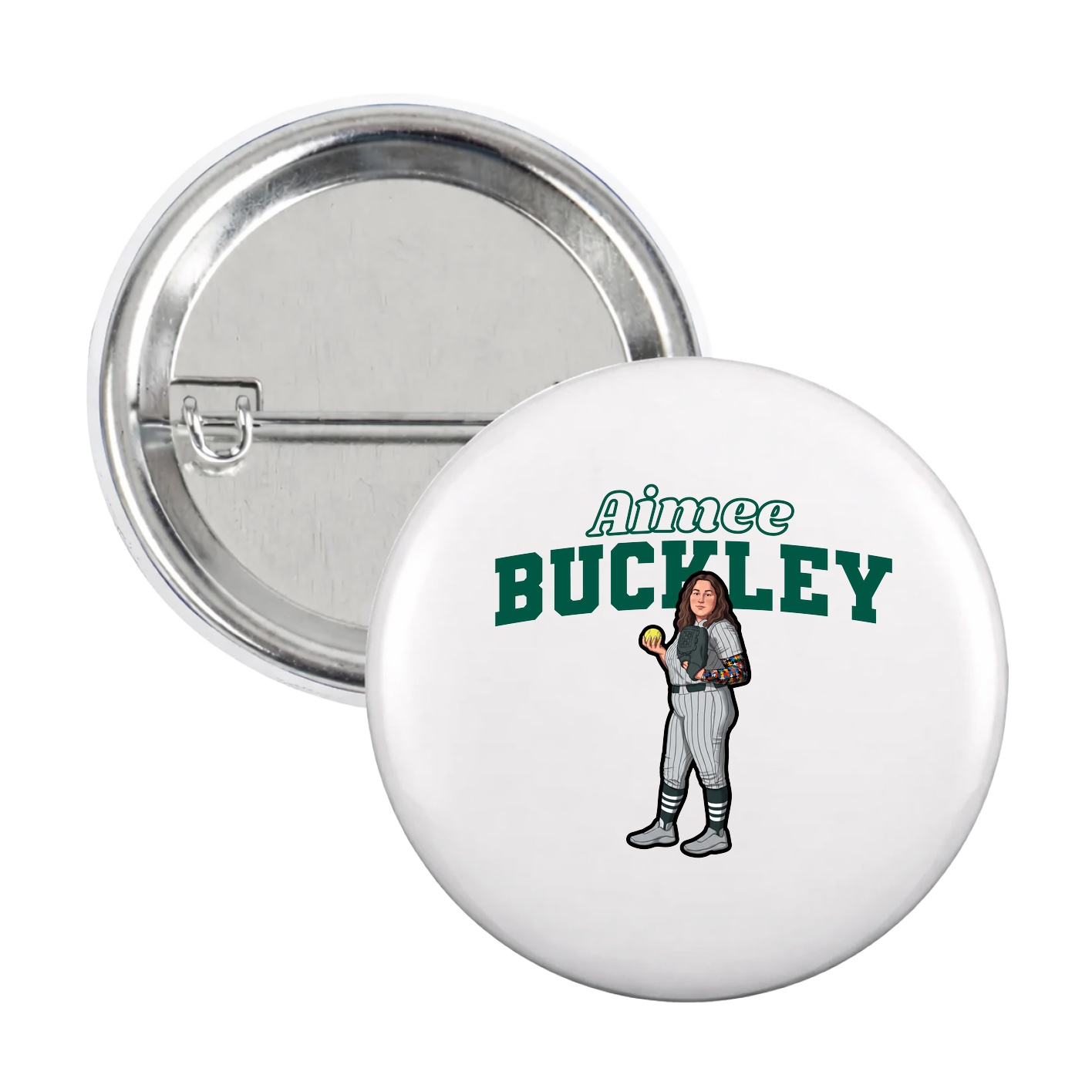 Game Day Button — Name Arch in White