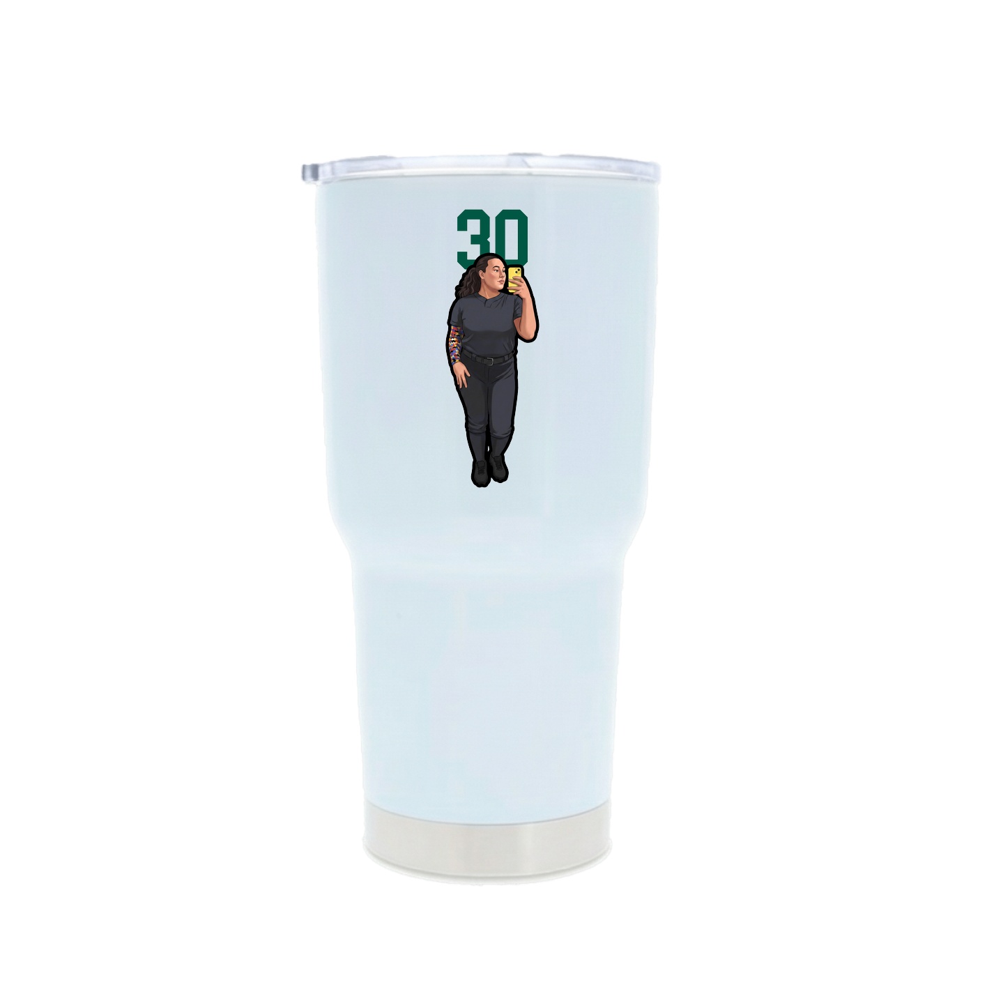 30oz Stainless Steel Tumbler — Number Top in White