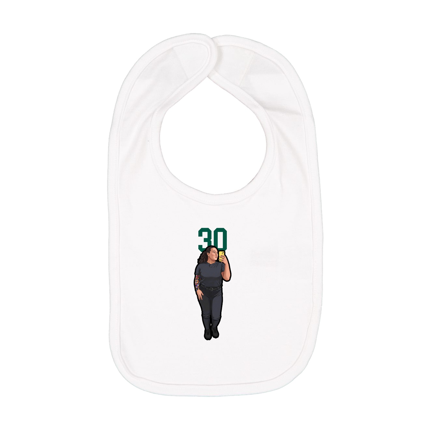 Infant Bib — Number Top in White