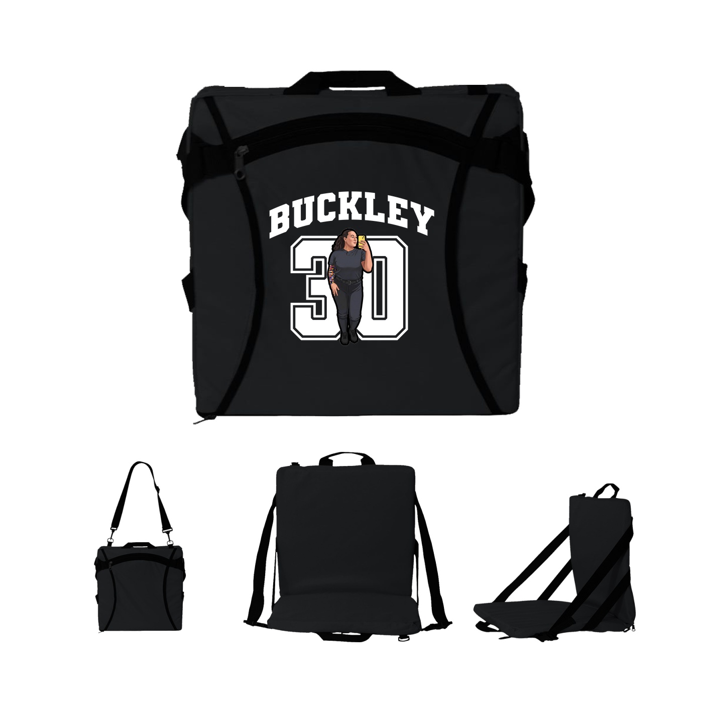 Folding Stadium Seat — Number in Black