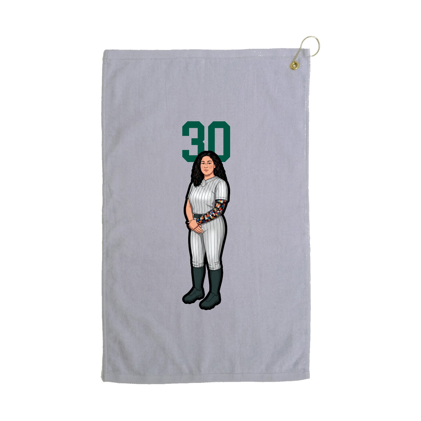 Golf Towel — Number Top in Grey