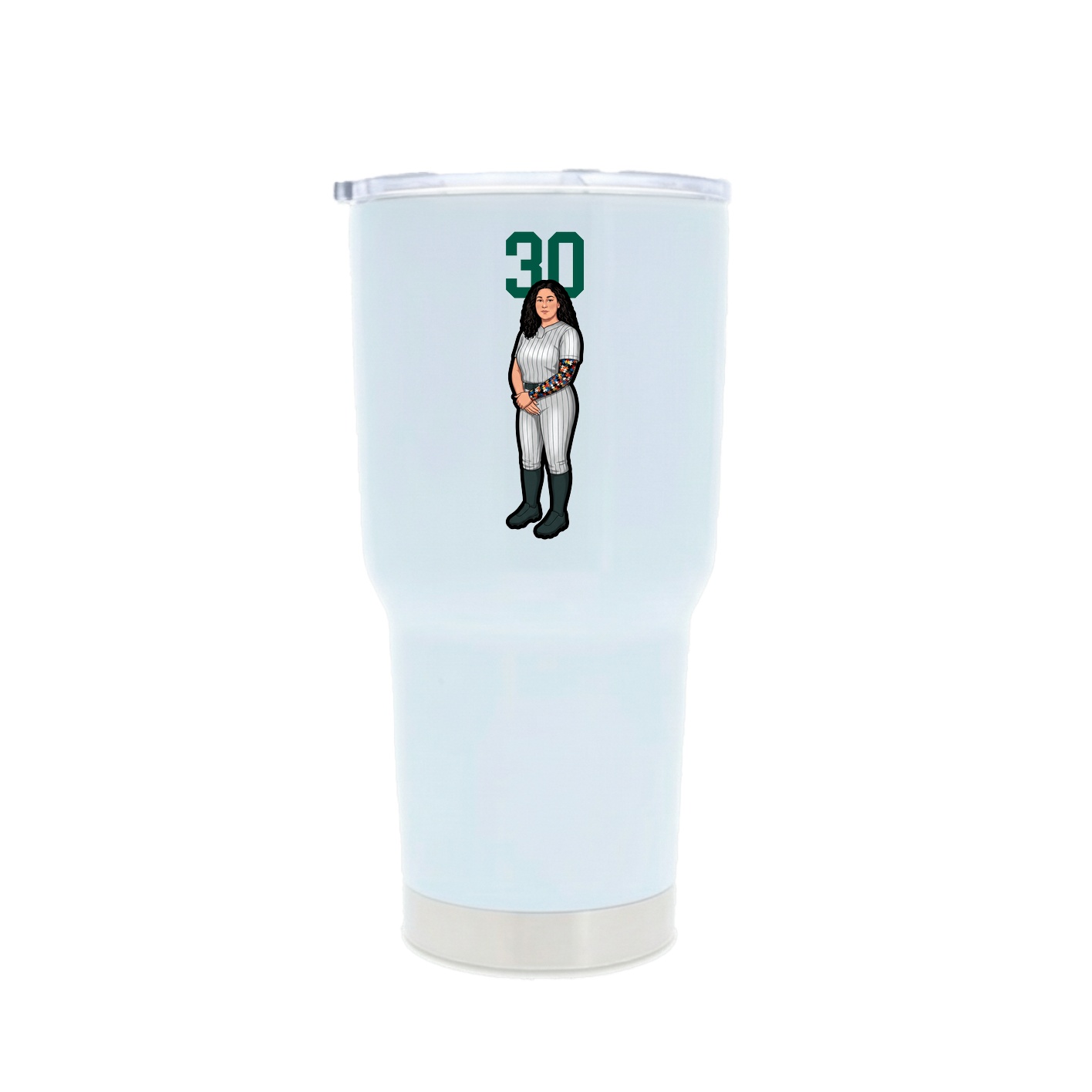 30oz Stainless Steel Tumbler — Number Top in White
