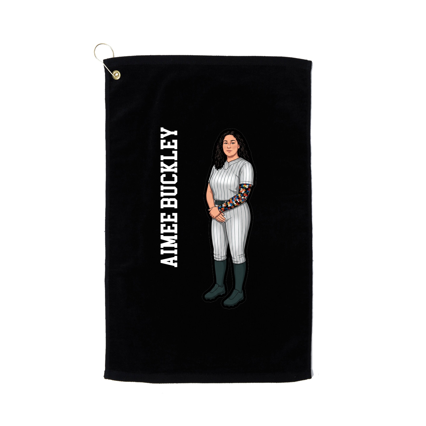 Golf Towel — Name Vertical in Black