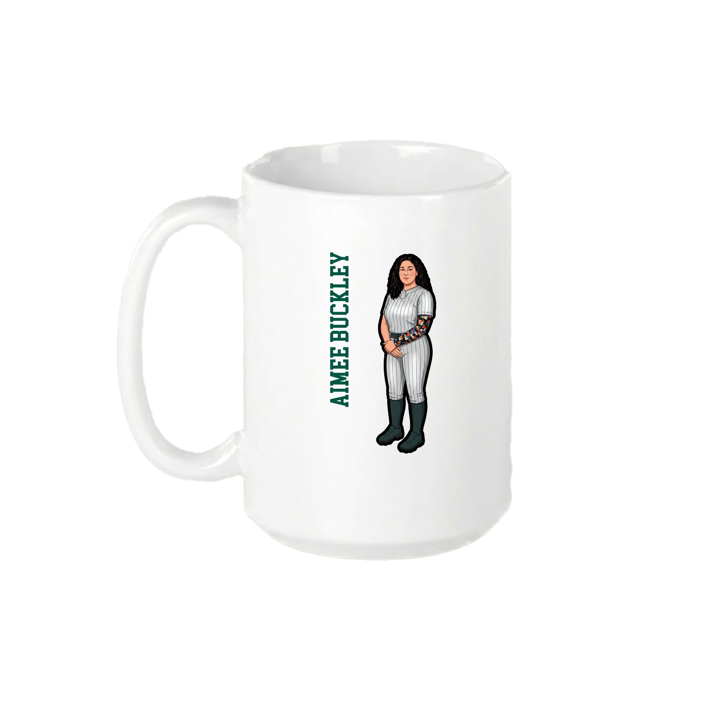 15oz Coffee Mug — Name Vertical in White