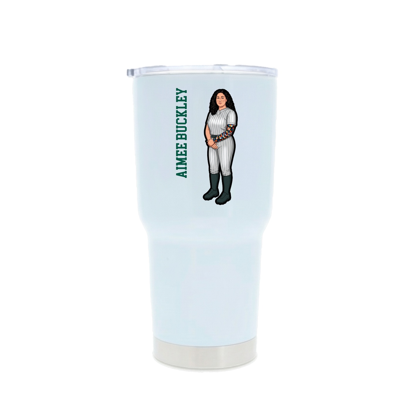 30oz Stainless Steel Tumbler — Name Vertical in White