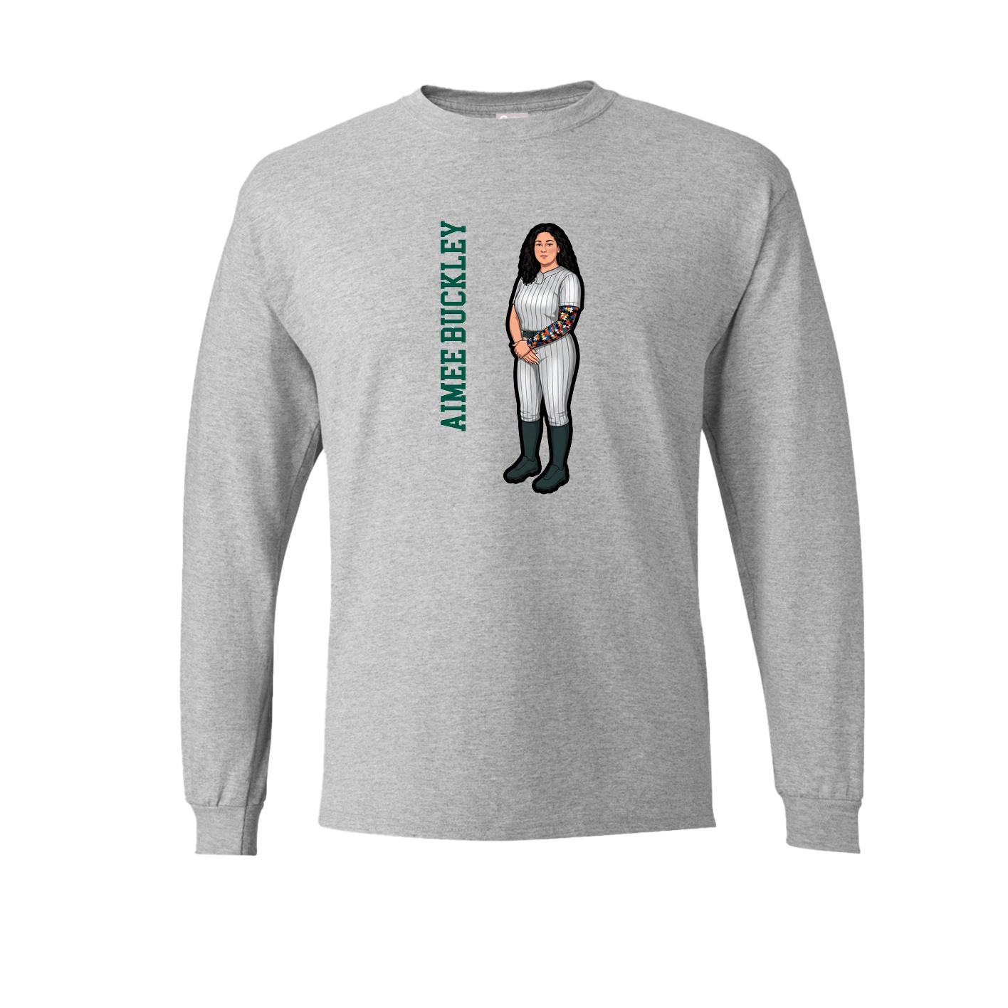 Long Sleeve Tee — Name Vertical in Grey
