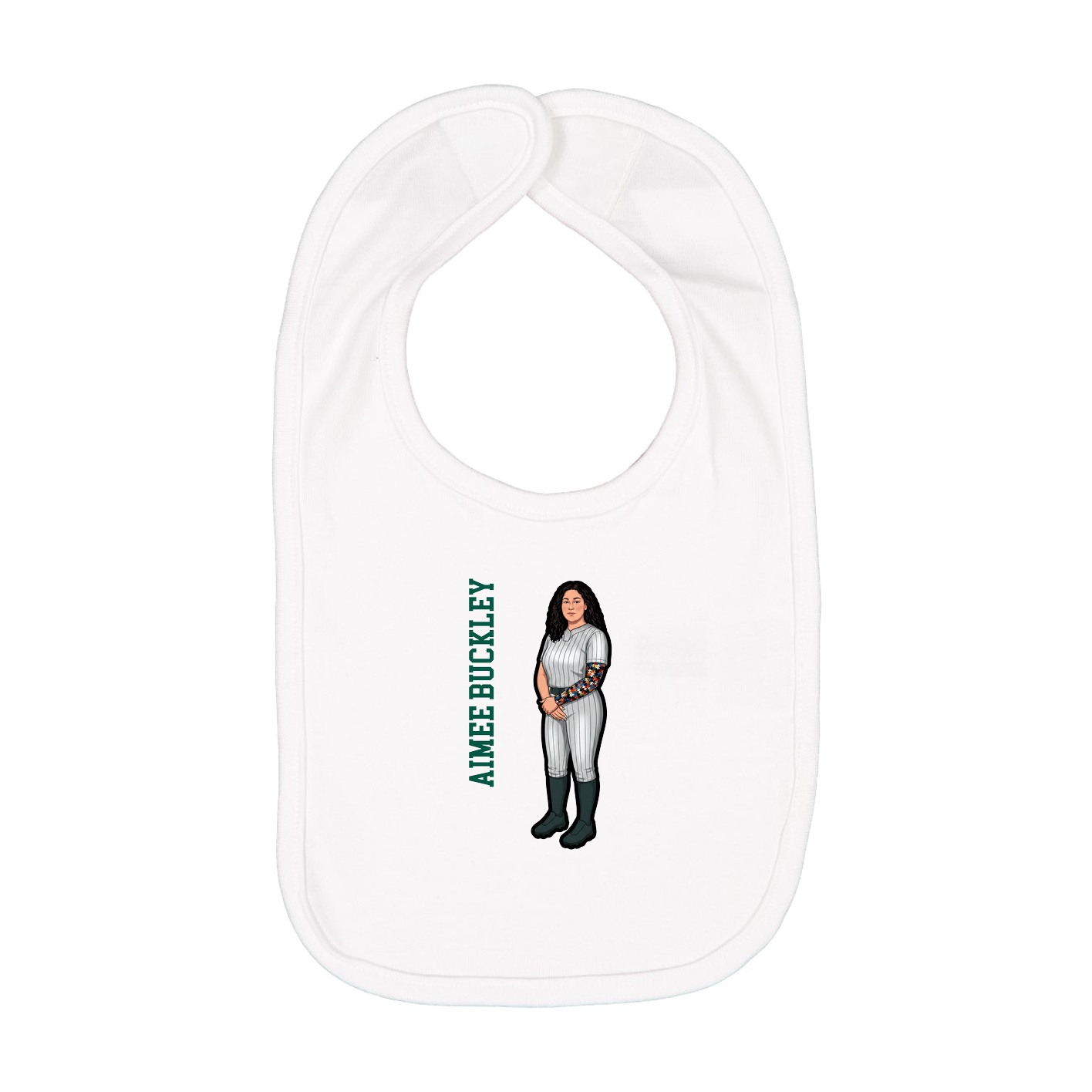 Infant Bib — Name Vertical in White