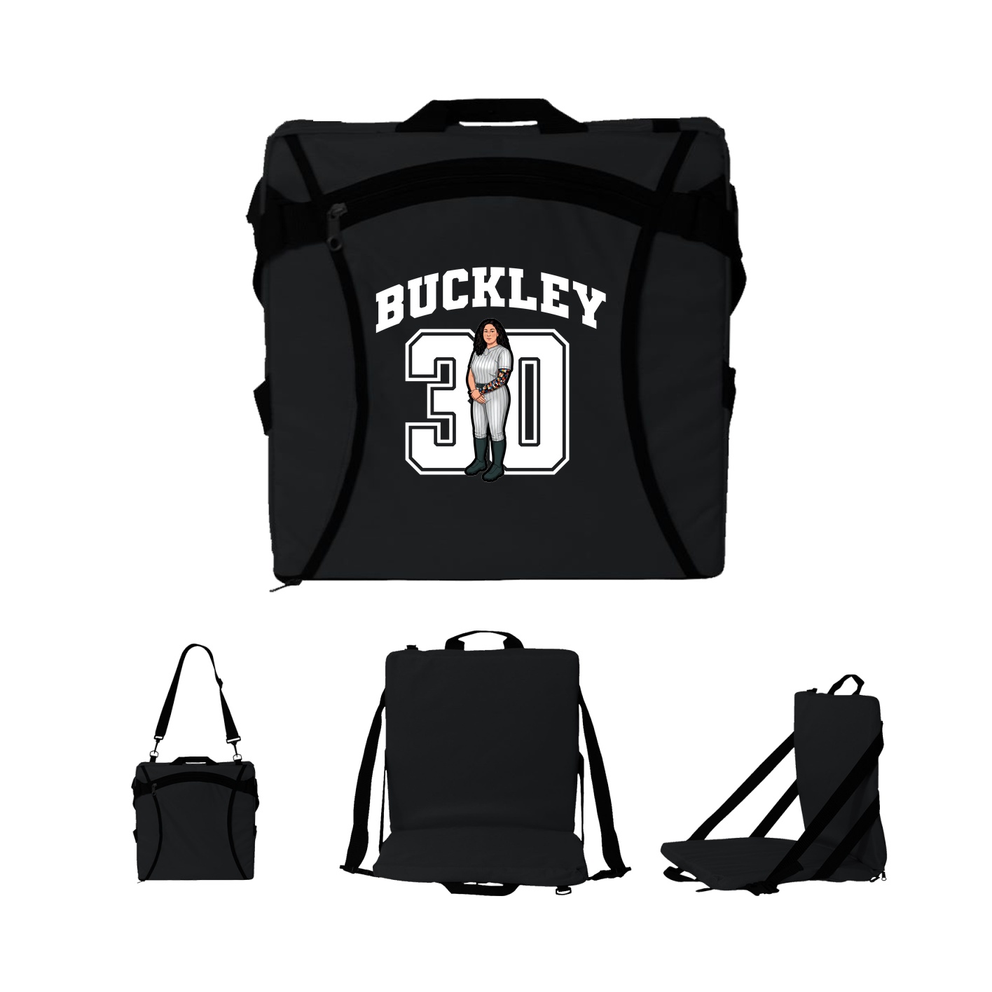 Folding Stadium Seat — Number in Black