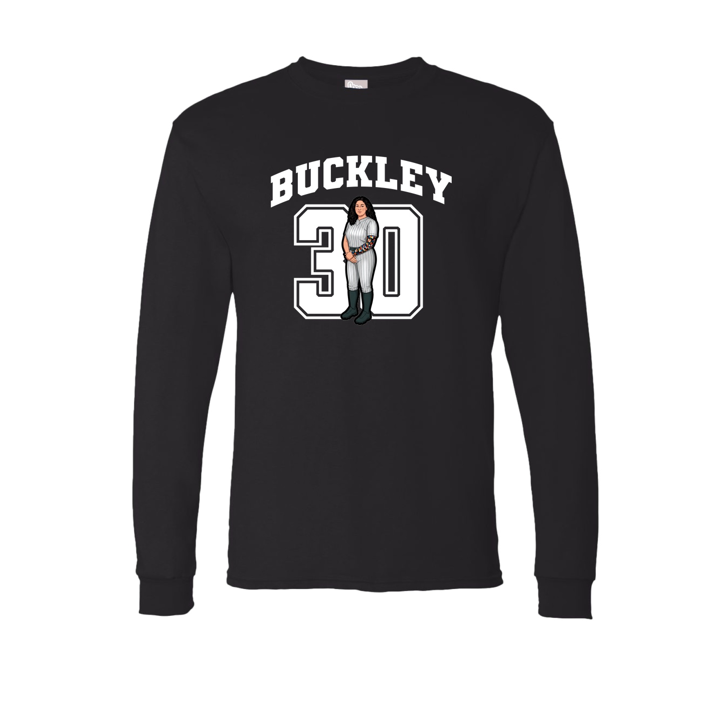 Long Sleeve Tee — Number in Black