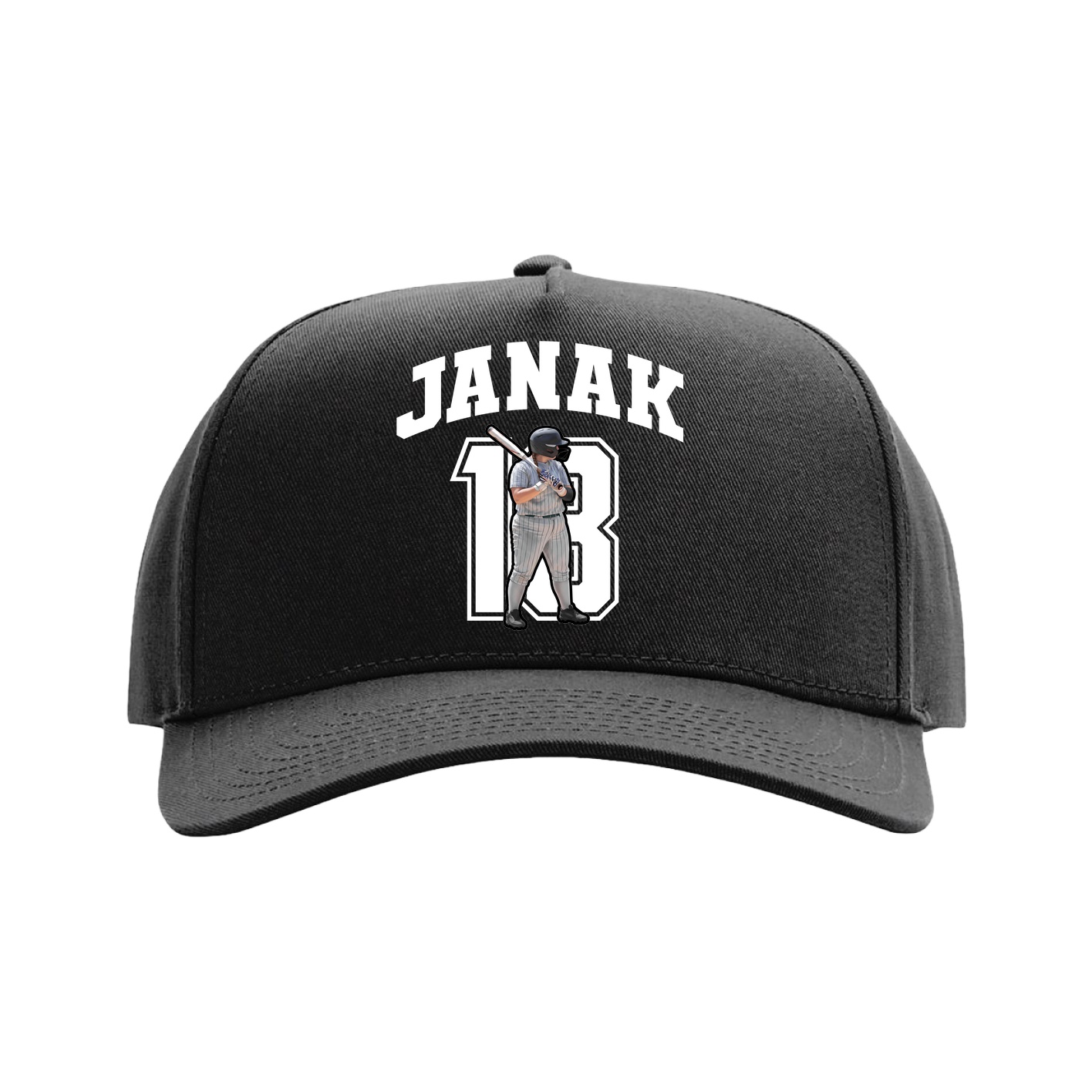 Full Fabric Five-Panel Champ Cap — Number in Black