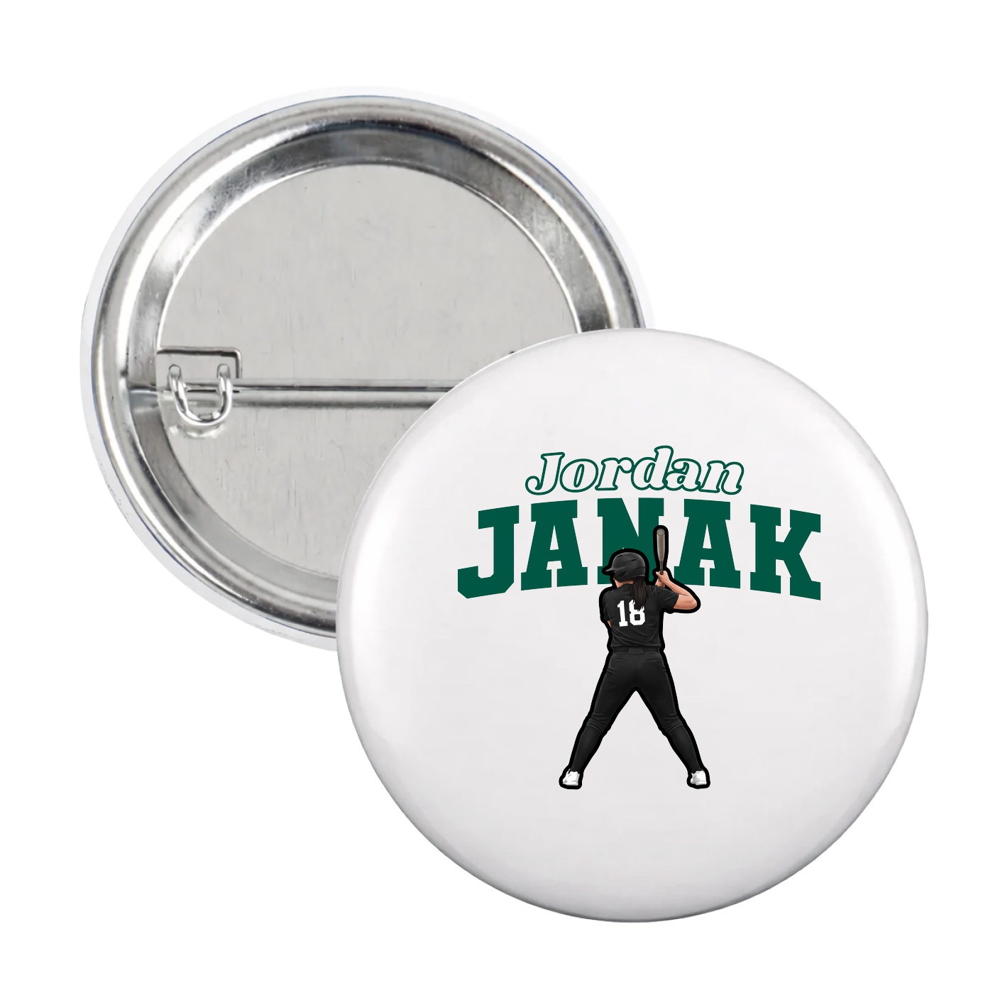 Game Day Button — Name Arch in White