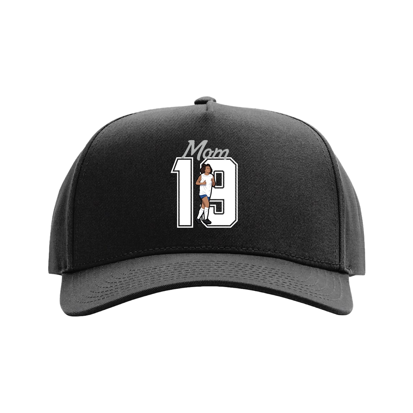 Full Fabric Five-Panel Champ Cap — Mothers Day Shirsey in Black