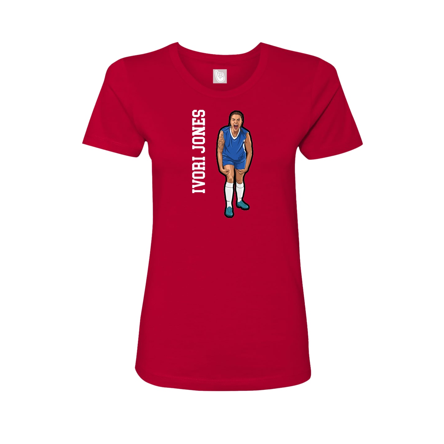 Fitted Women's Tee — Name Vertical in Red