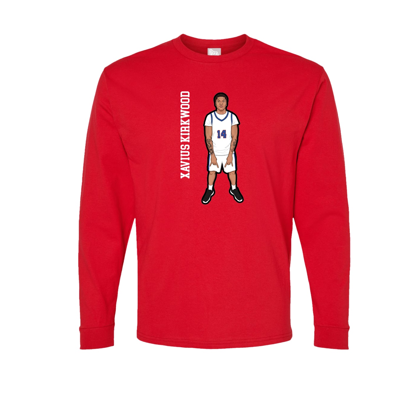 Long Sleeve Tee — Name Vertical in Red