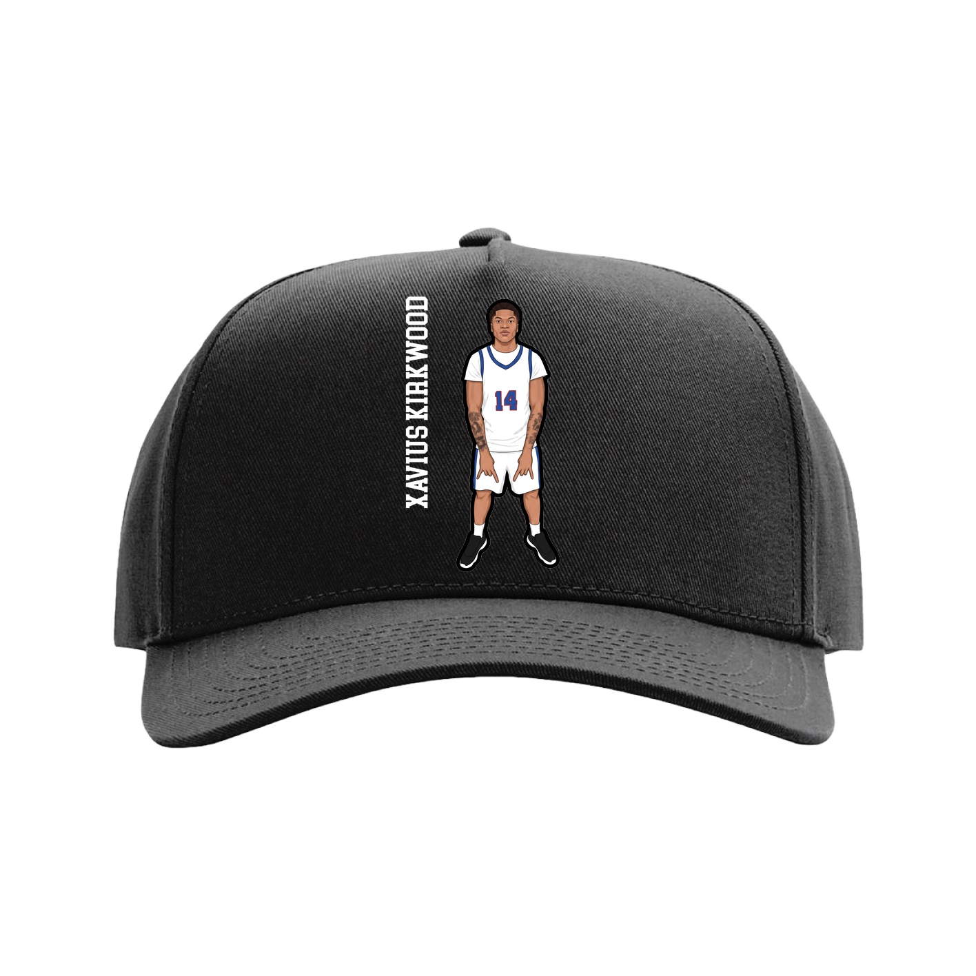 Full Fabric Five-Panel Champ Cap — Name Vertical in Black