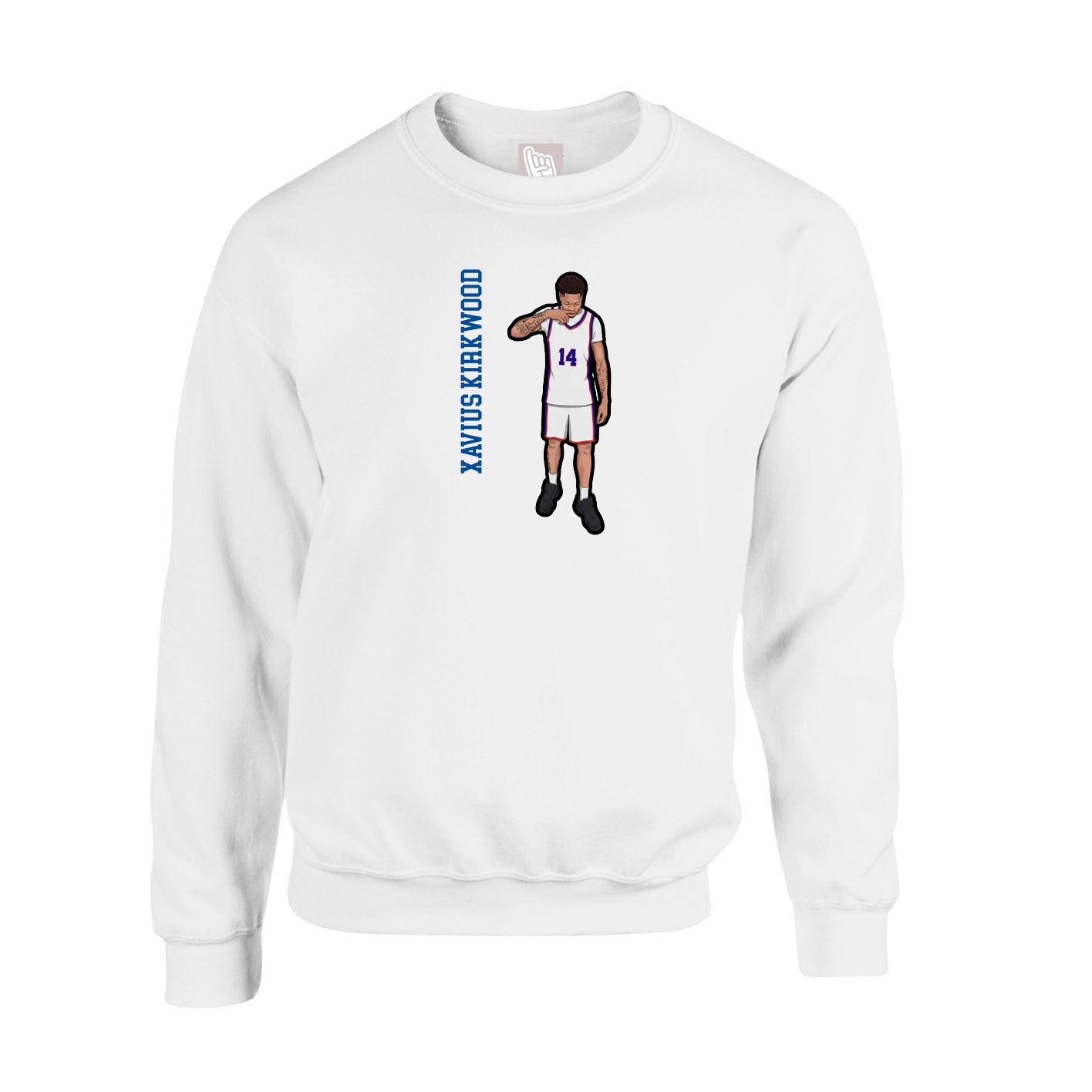 Fleece Crew — Name Vertical in White
