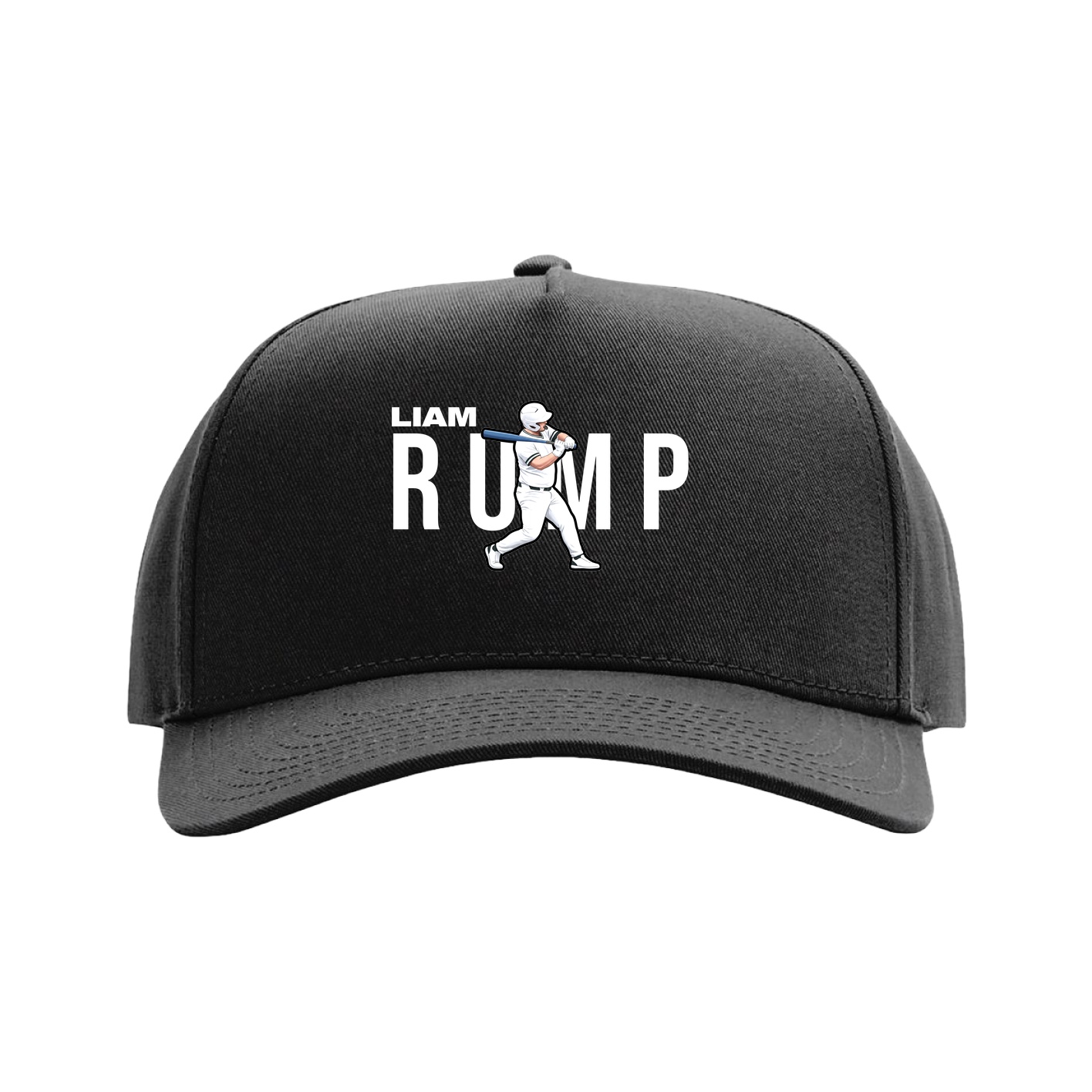 Full Fabric Five-Panel Champ Cap — Player Name in Black