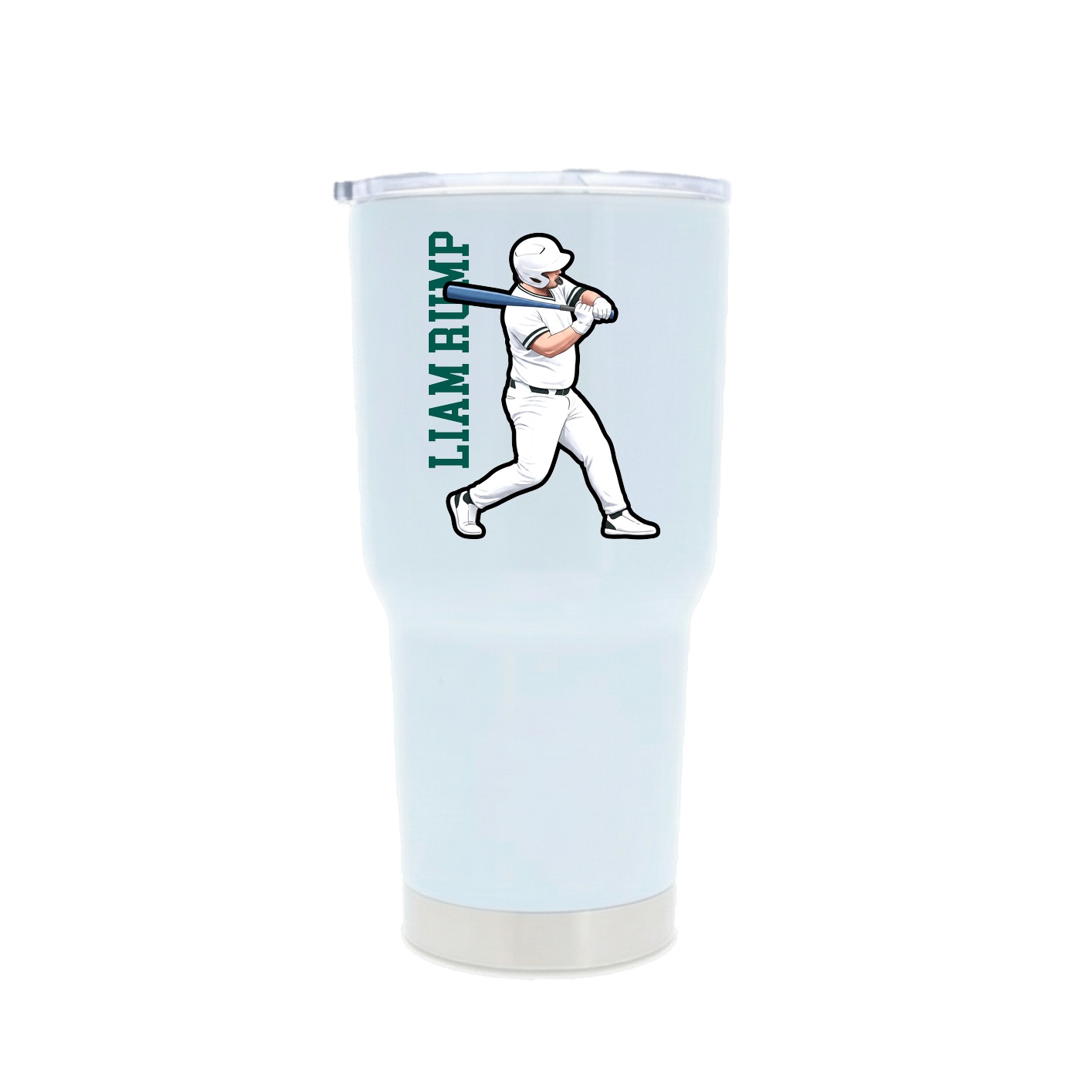 30oz Stainless Steel Tumbler — Name Vertical in White