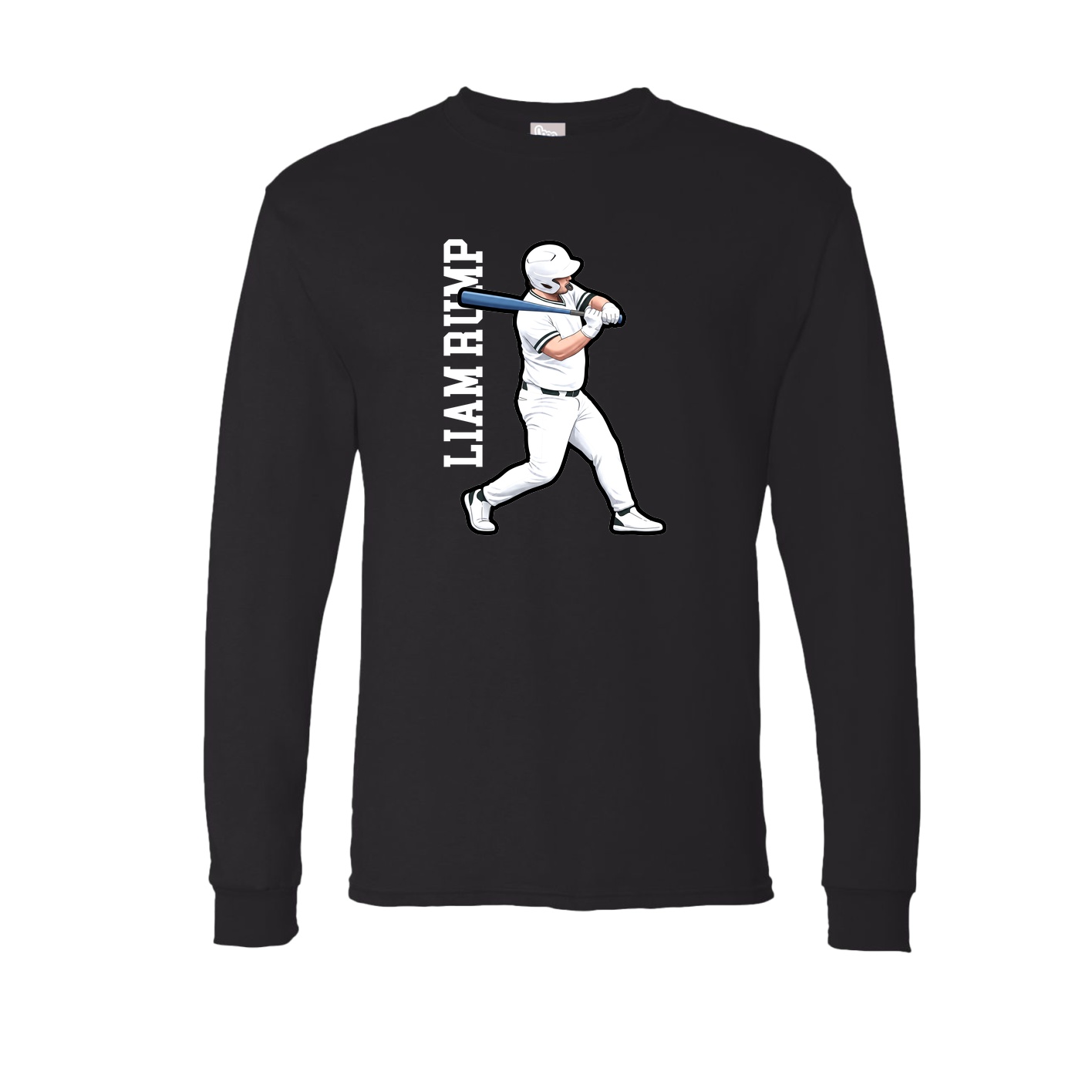 Long Sleeve Tee — Name Vertical in Black