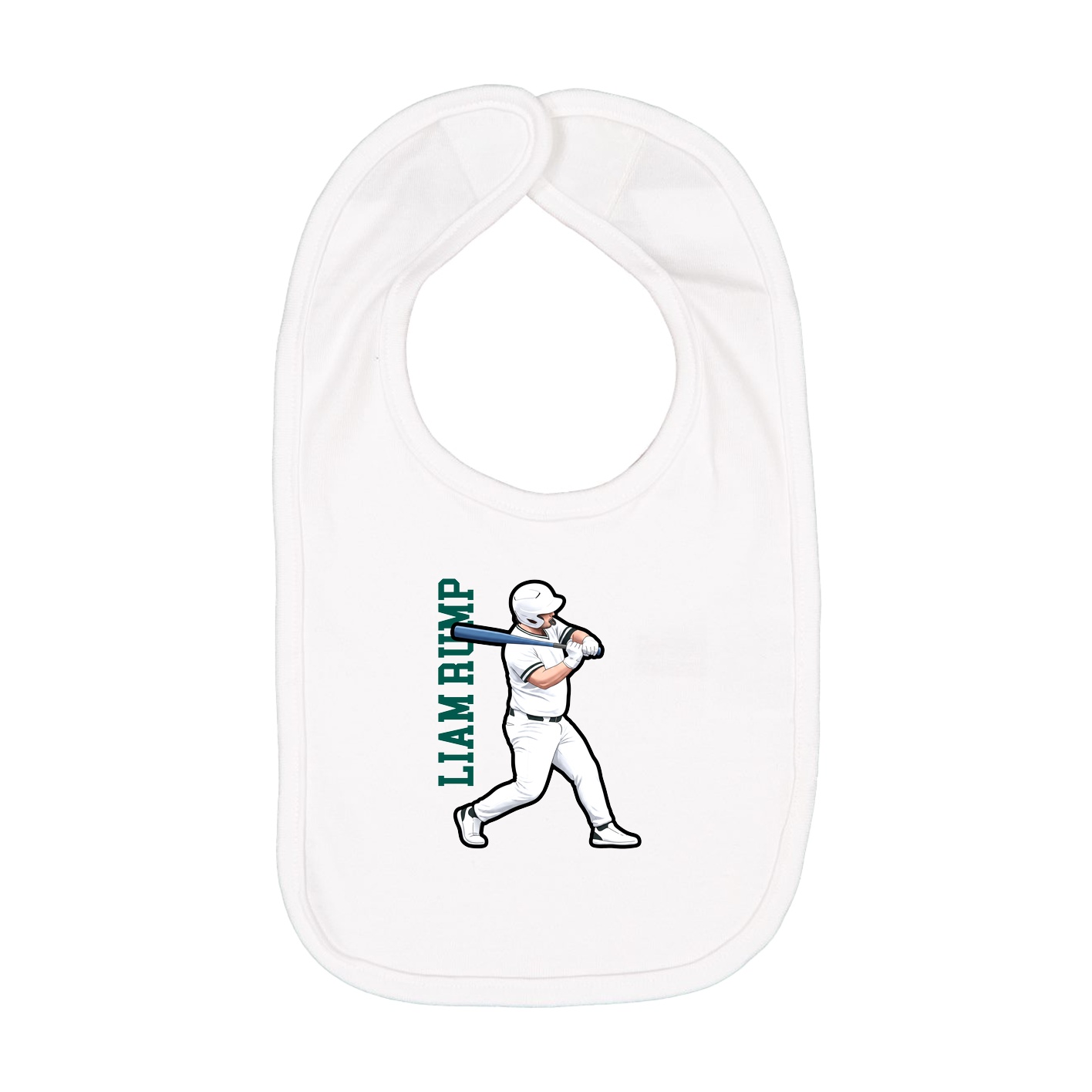 Infant Bib — Name Vertical in White