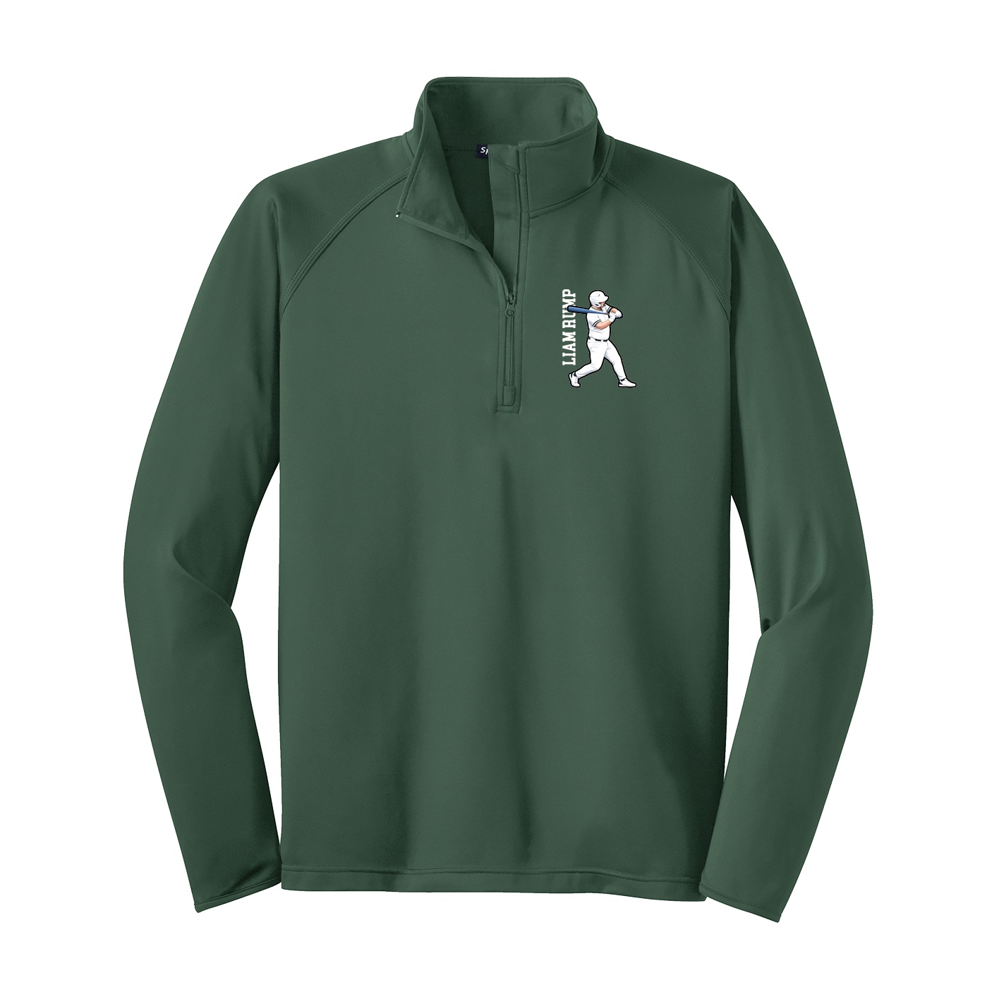 Q-Zip Pullover — Name Vertical in Green