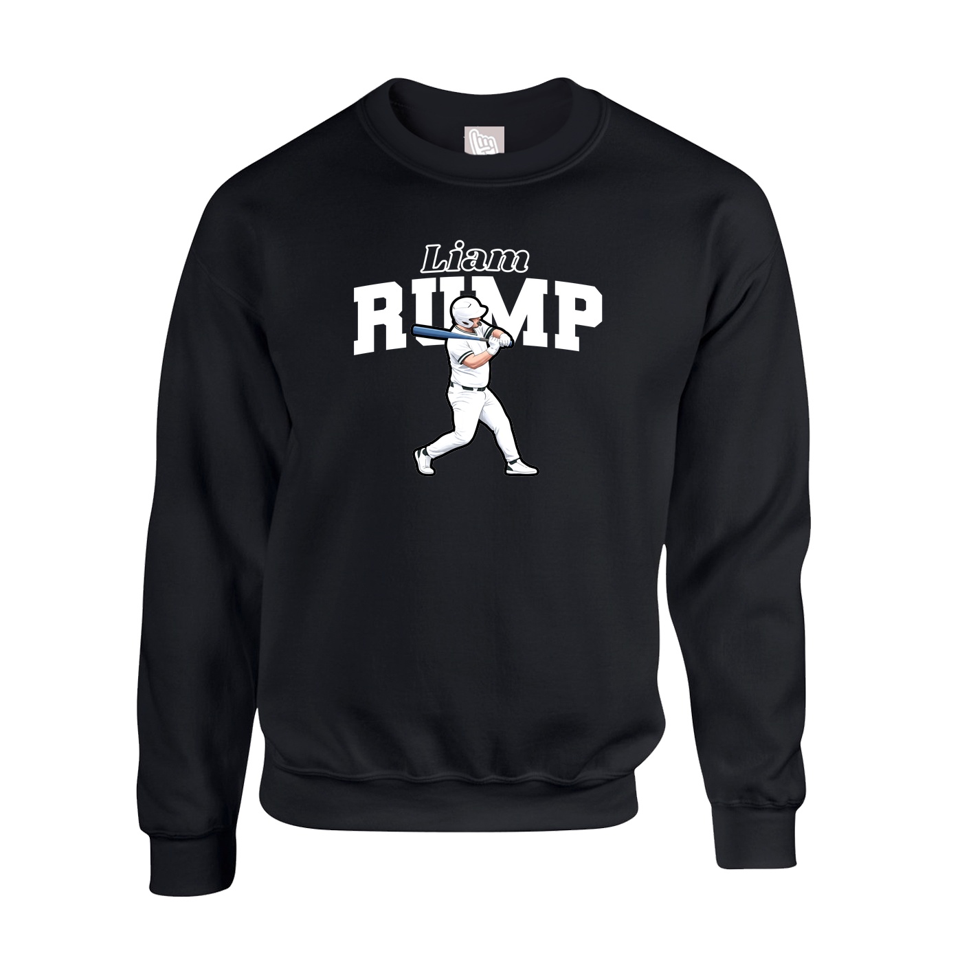 Fleece Crew — Name Arch in Black