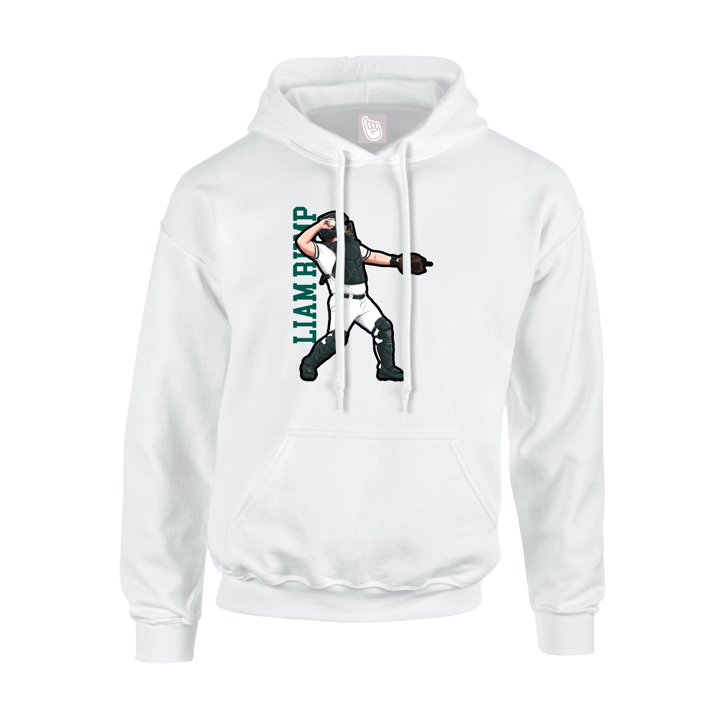 Youth Hoodie — Name Vertical in White
