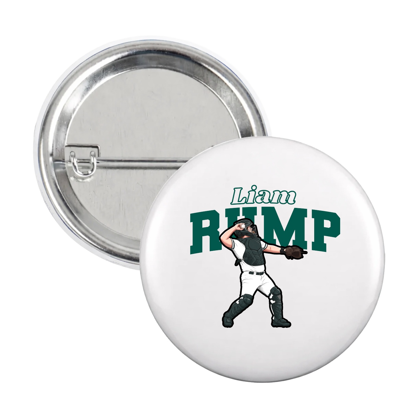 Game Day Button — Name Arch in White