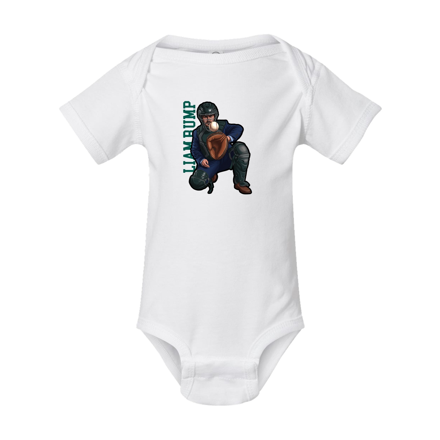 Baby Onesie — Name Vertical in White