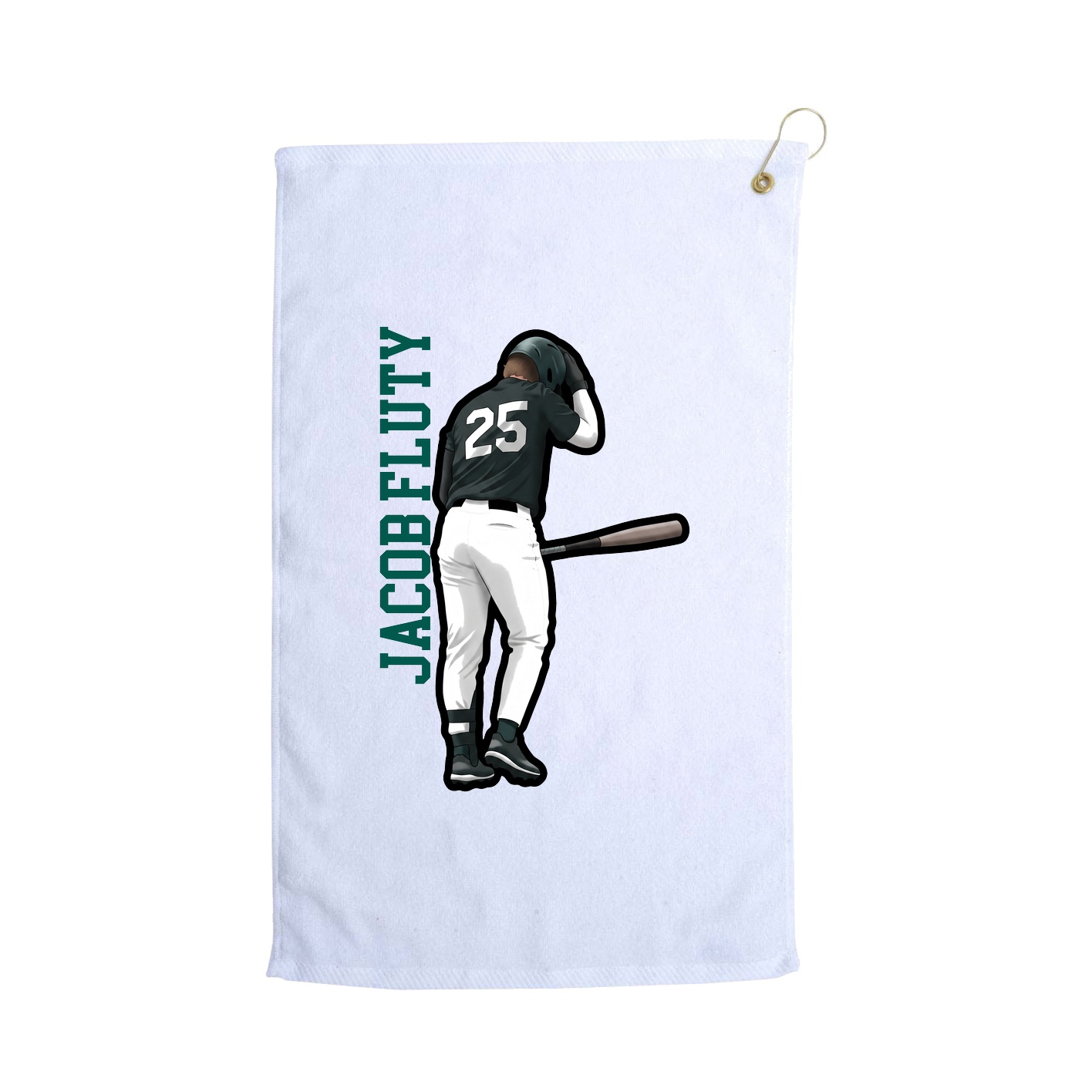 Golf Towel — Name Vertical in White