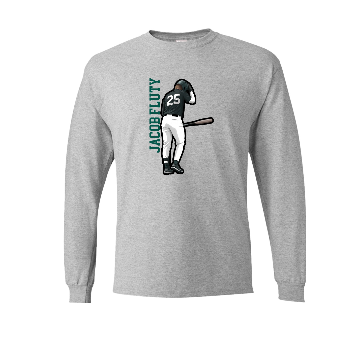 Long Sleeve Tee — Name Vertical in Grey