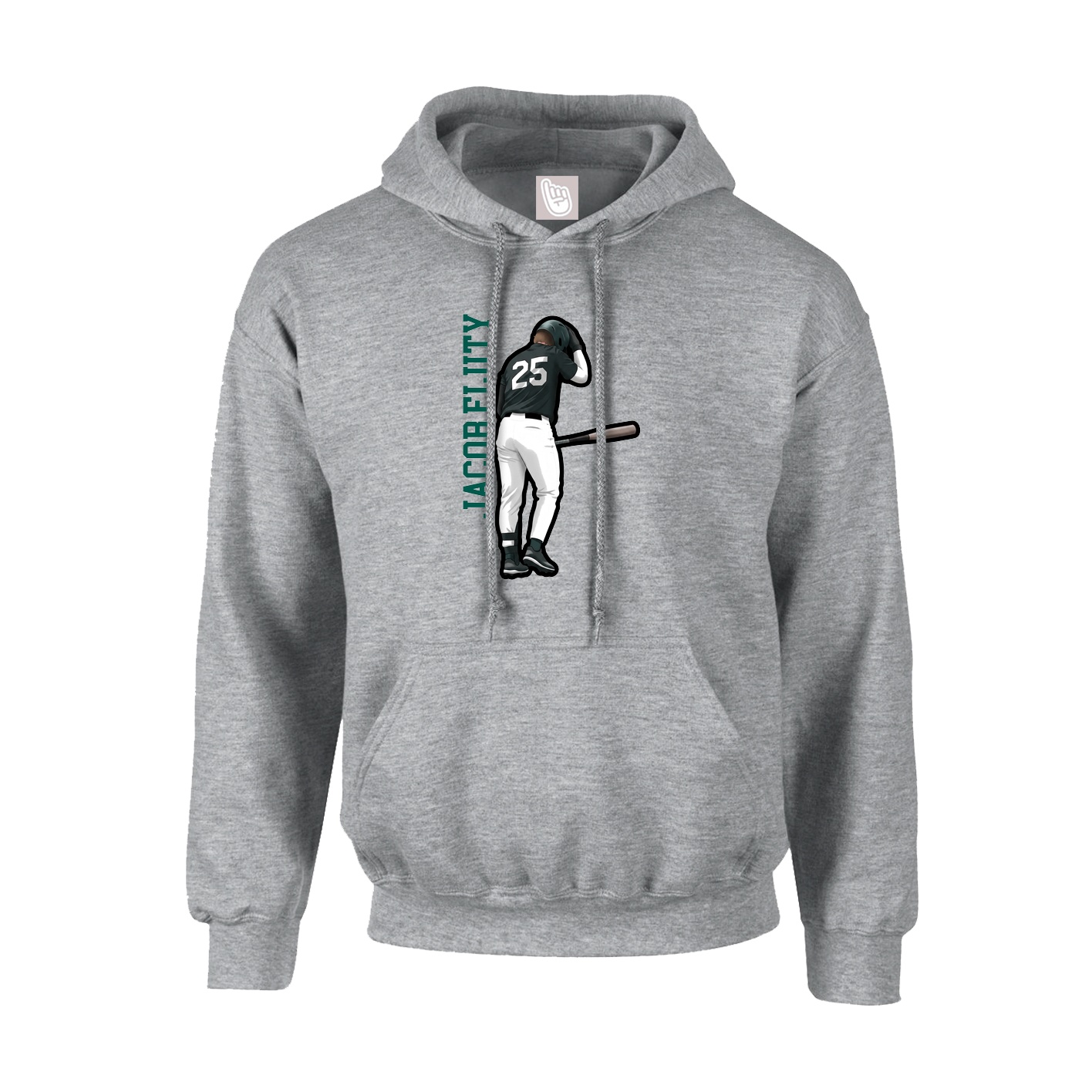 Youth Hoodie — Name Vertical in Grey