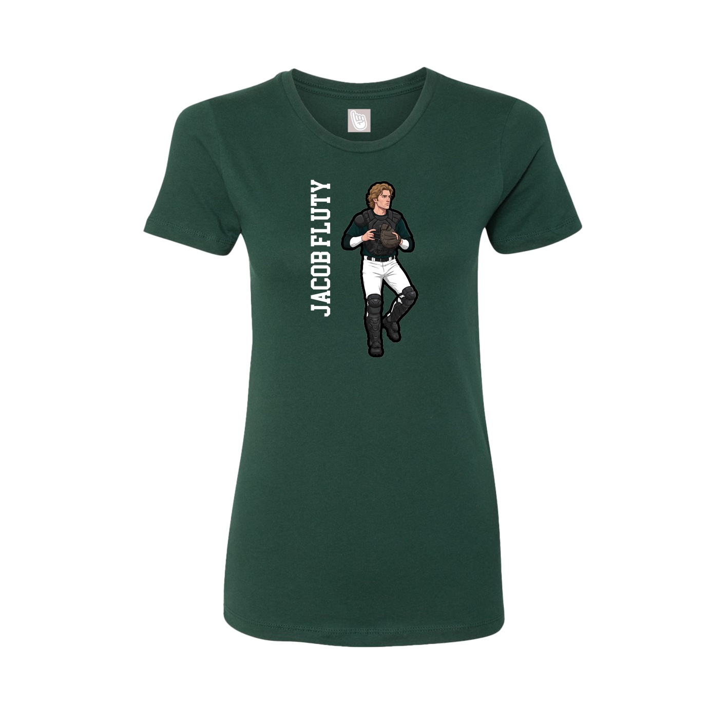 Fitted Women's Tee — Name Vertical in Green