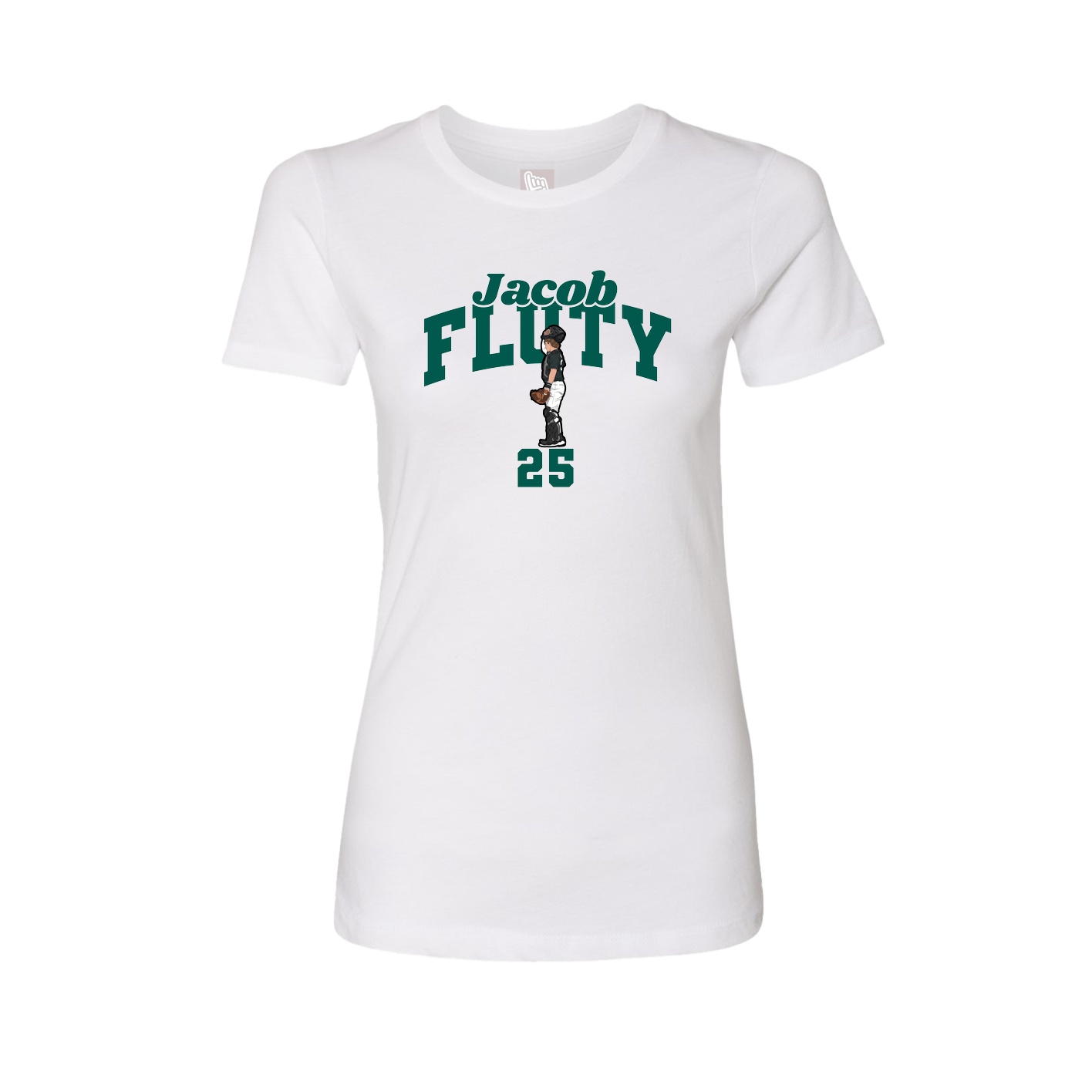 Fitted Women's Tee — Signature Arch in White