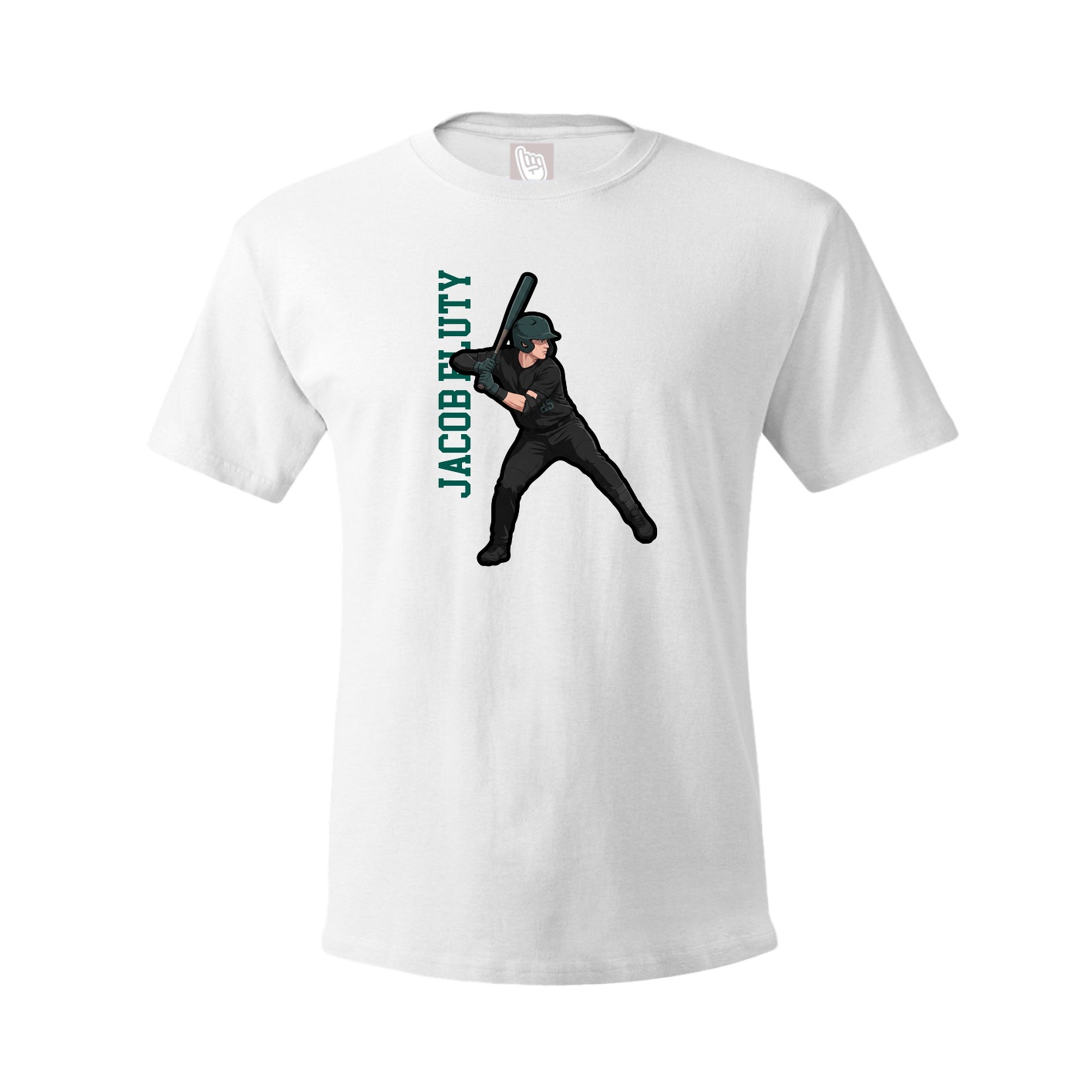 Youth Tee — Name Vertical in White