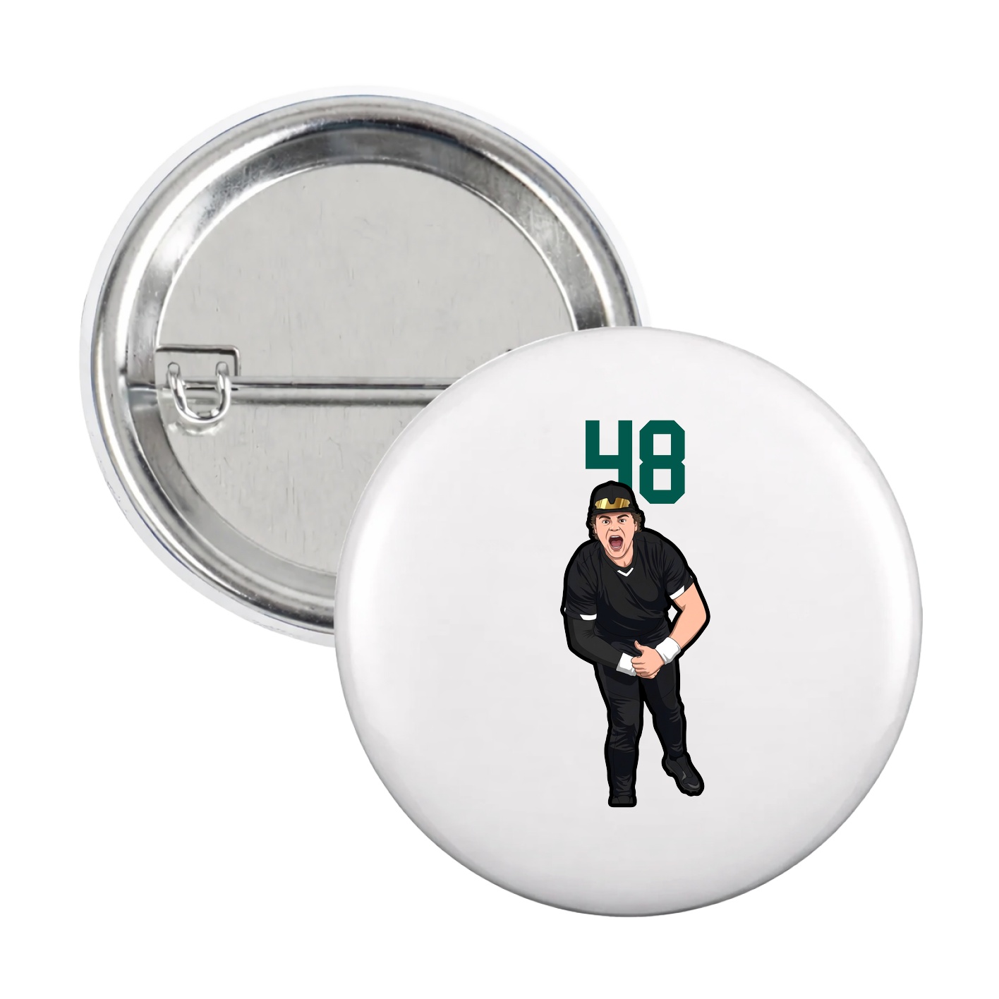 Game Day Button — Number Top in White