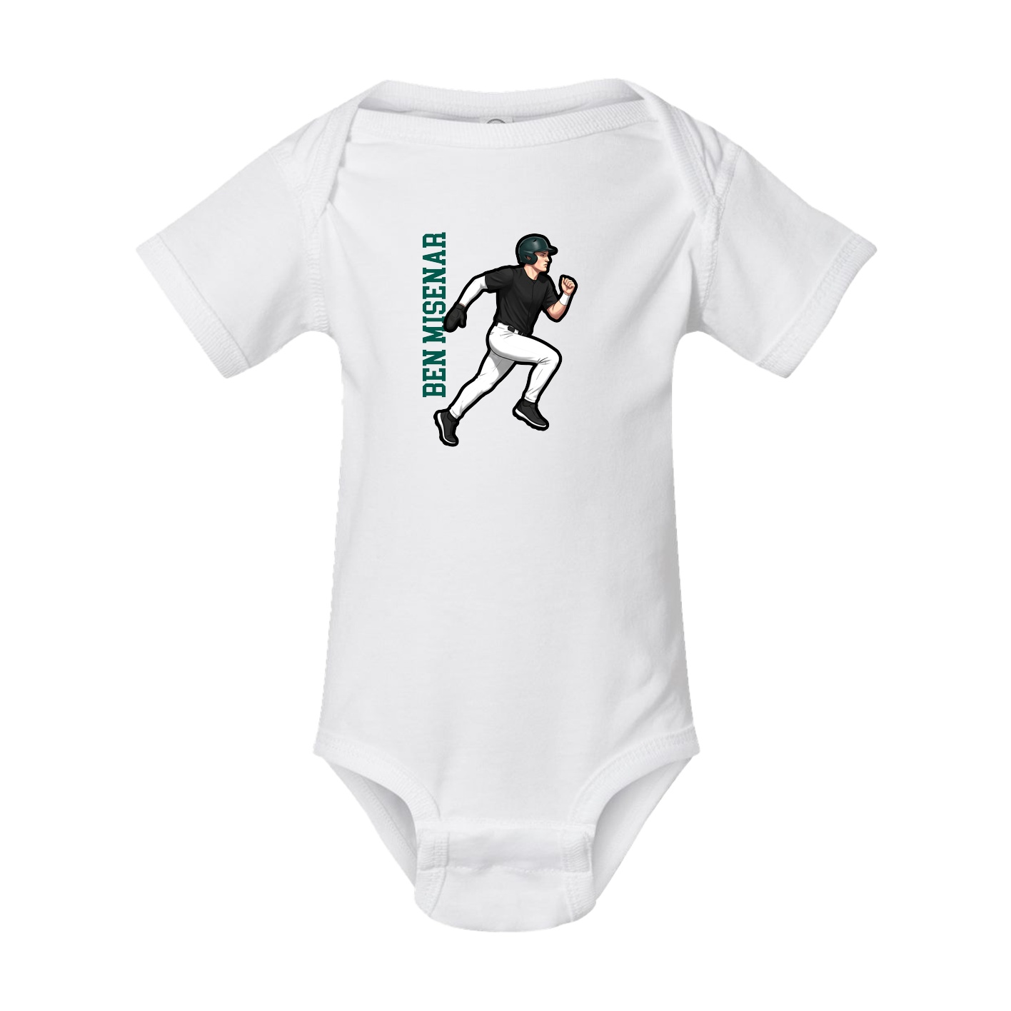 Baby Onesie — Name Vertical in White