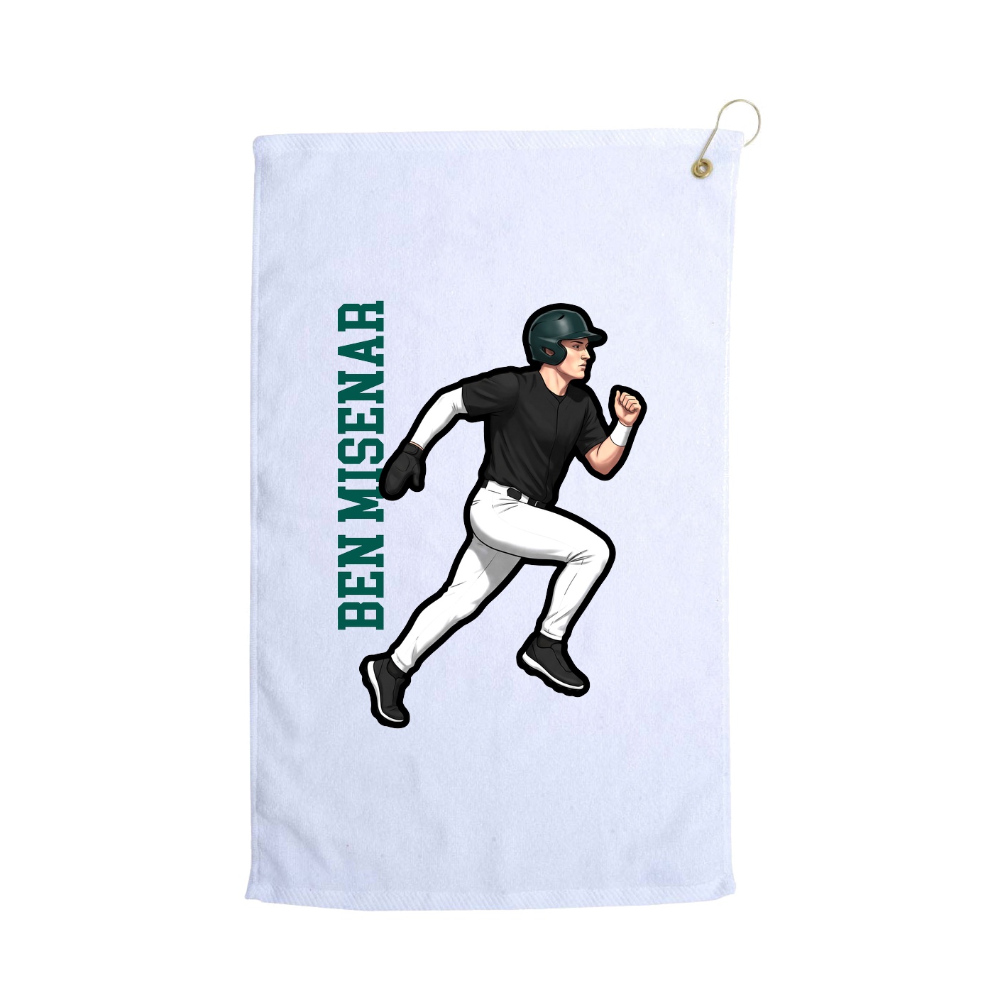 Golf Towel — Name Vertical in White