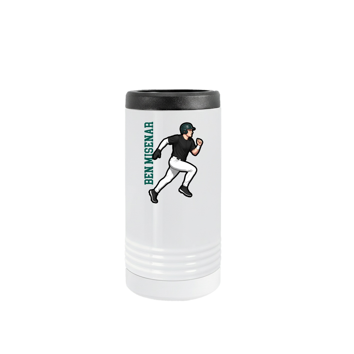 Slim Beverage Holder — Name Vertical in White