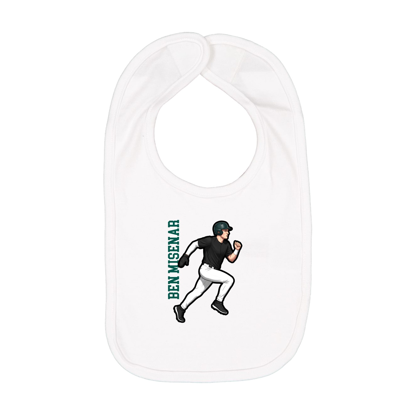 Infant Bib — Name Vertical in White