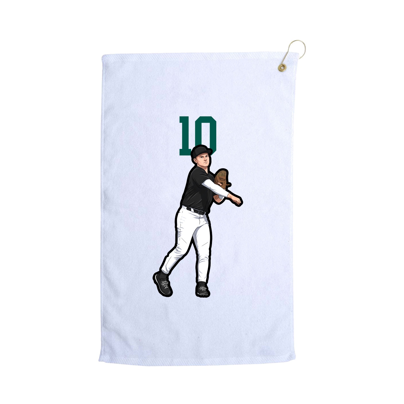 Golf Towel — Number Top in White