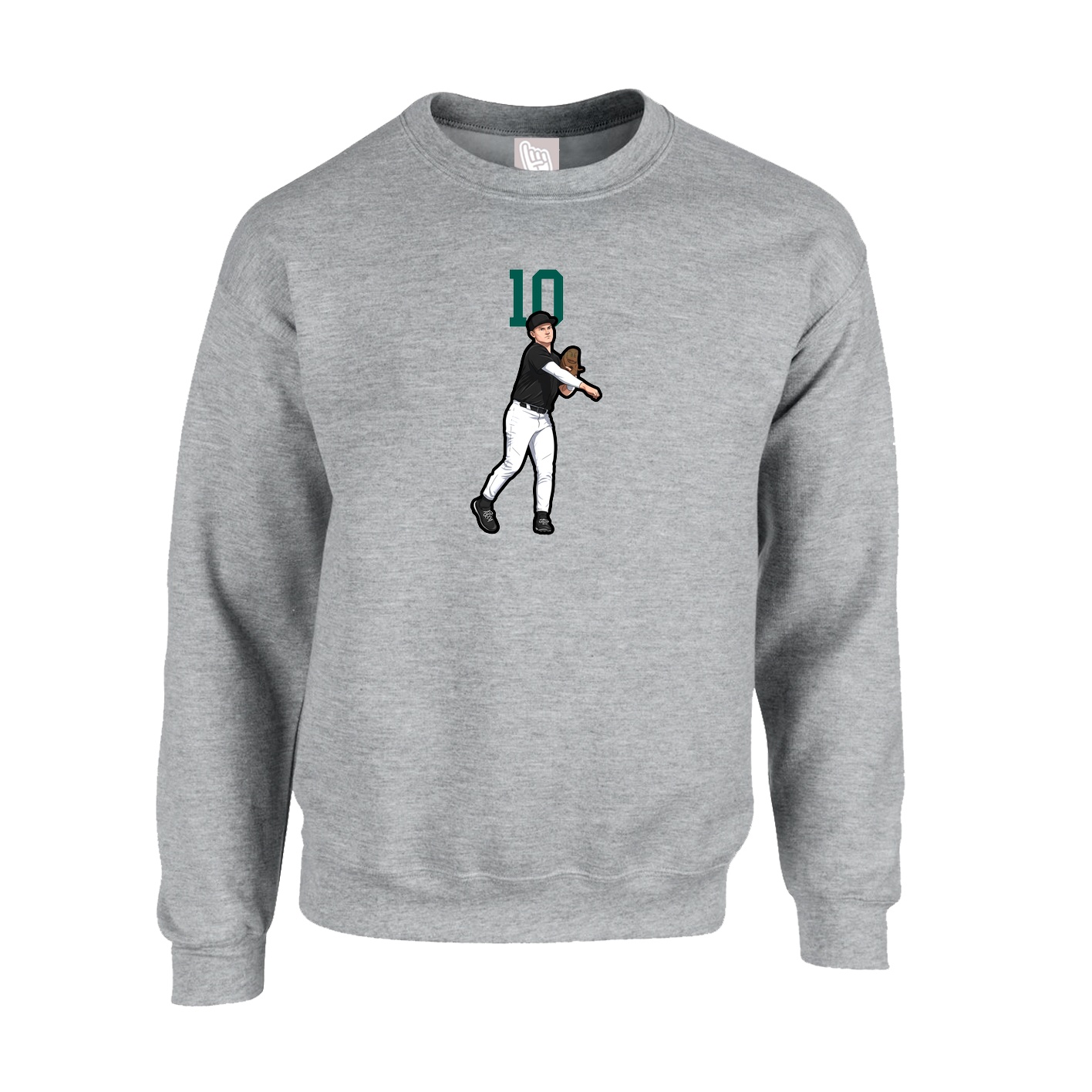 Fleece Crew — Number Top in Grey