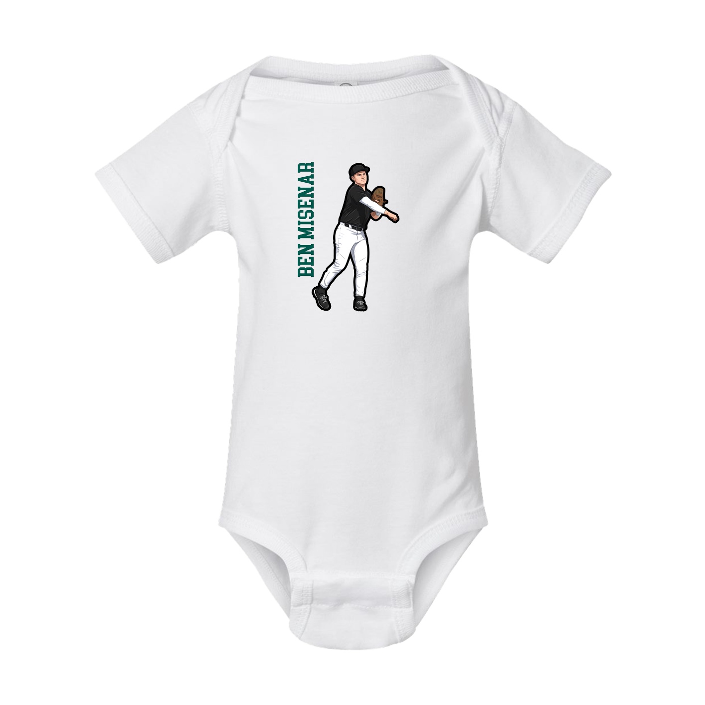 Baby Onesie — Name Vertical in White