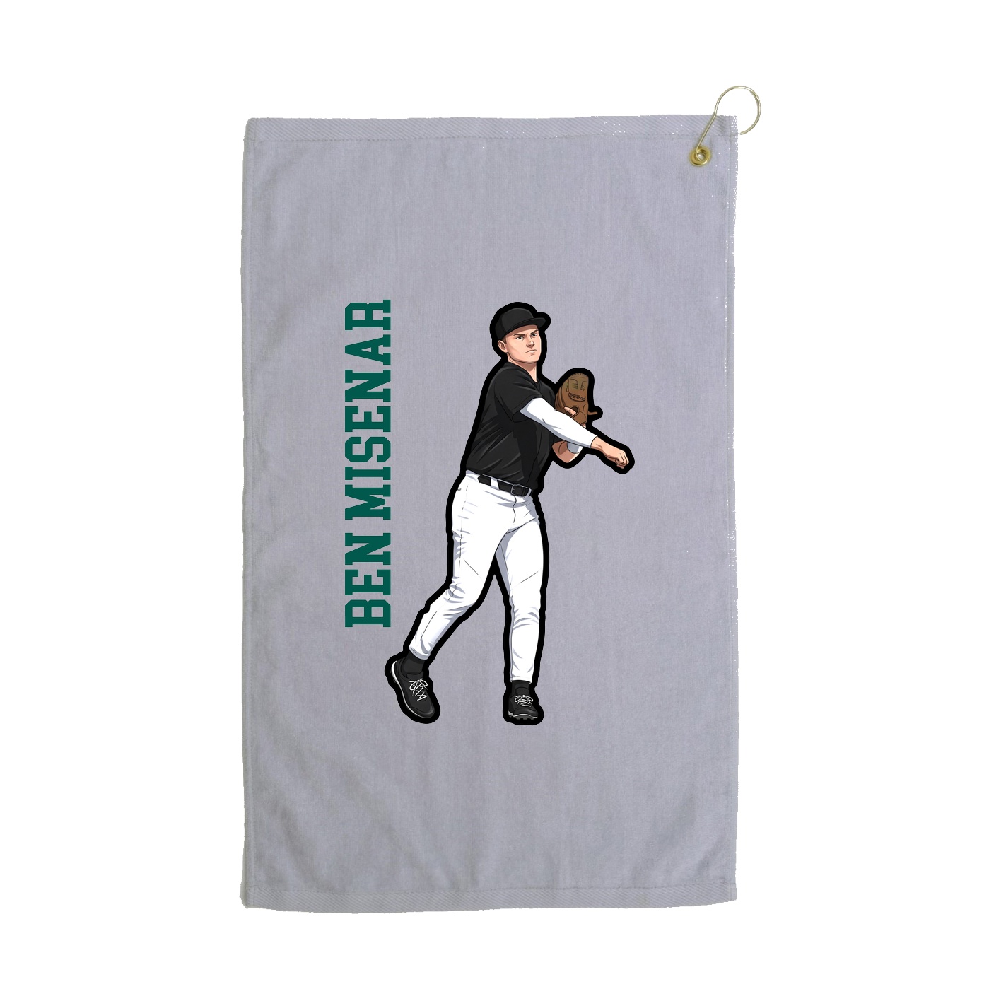 Golf Towel — Name Vertical in Grey