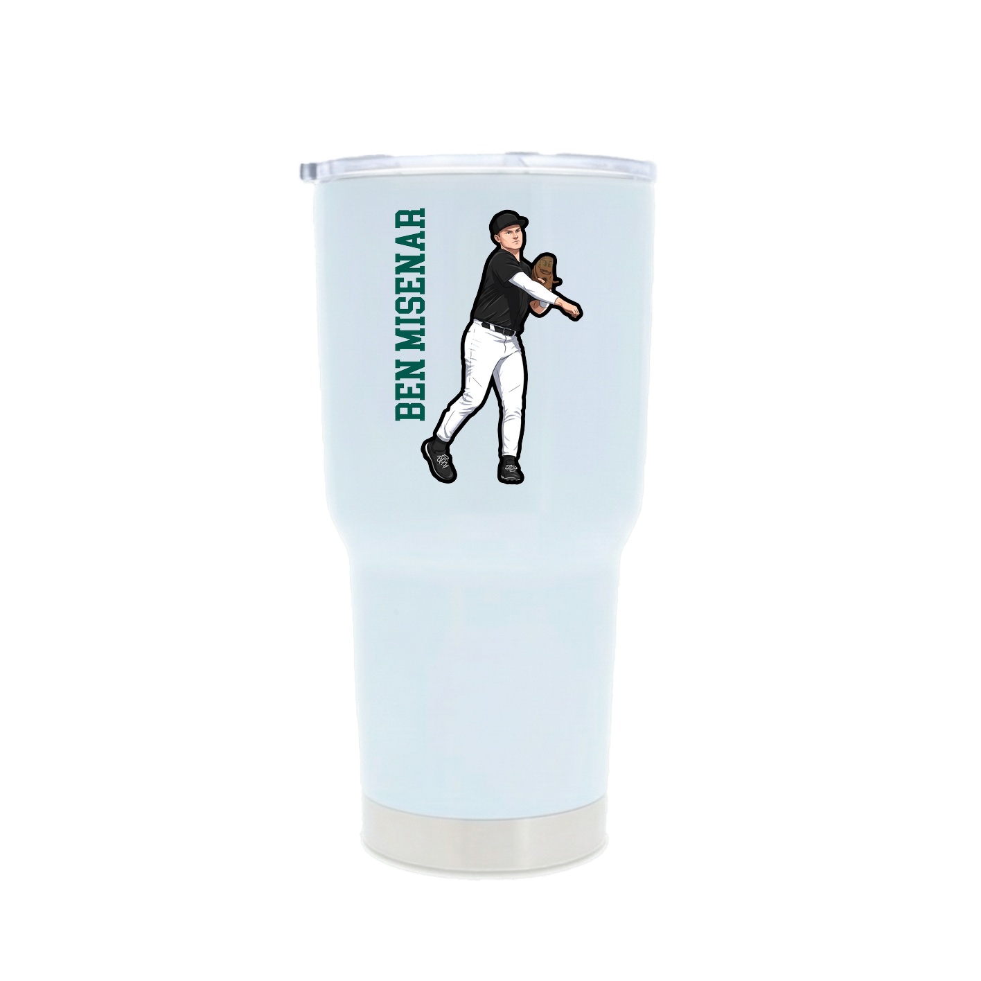 30oz Stainless Steel Tumbler — Name Vertical in White