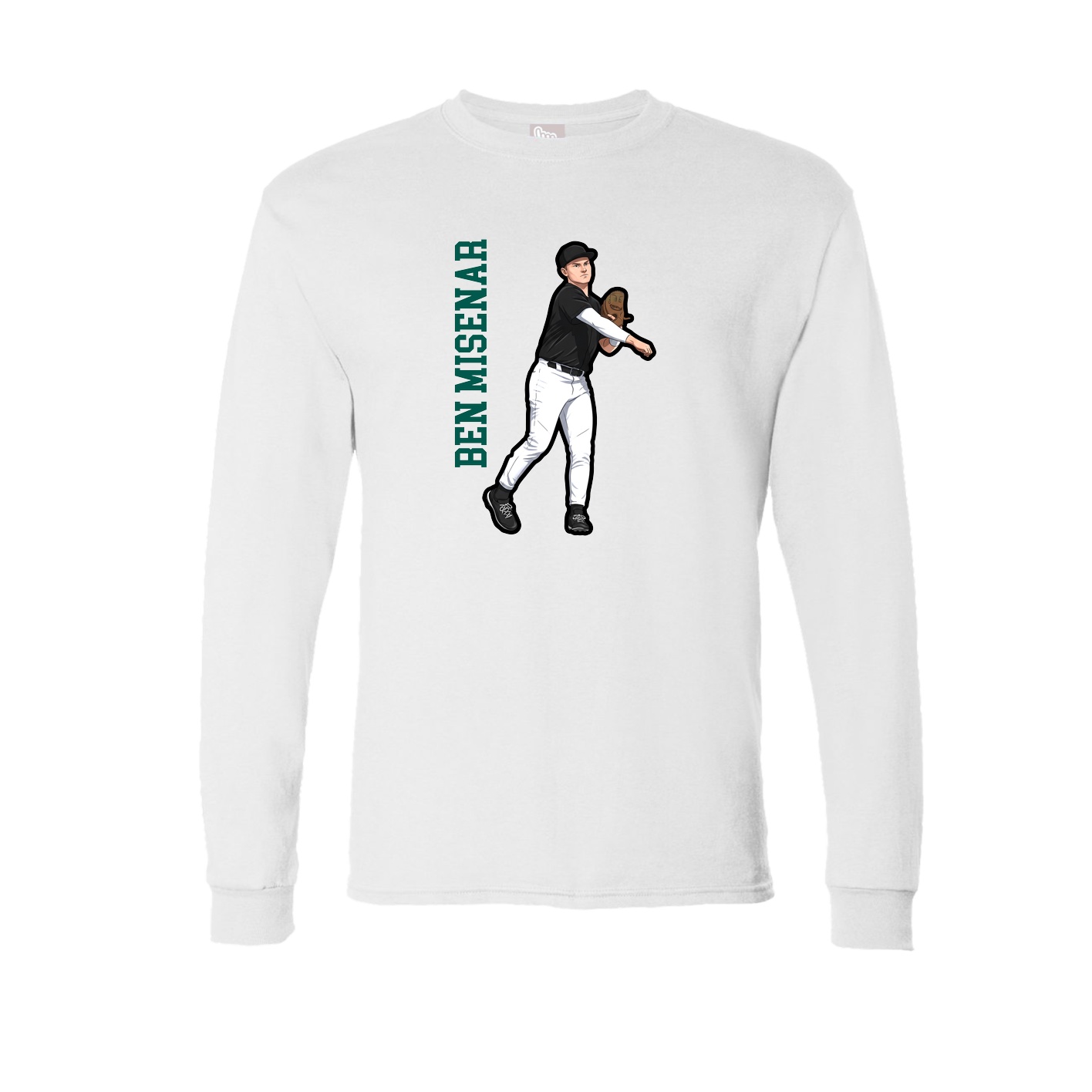Long Sleeve Tee — Name Vertical in White