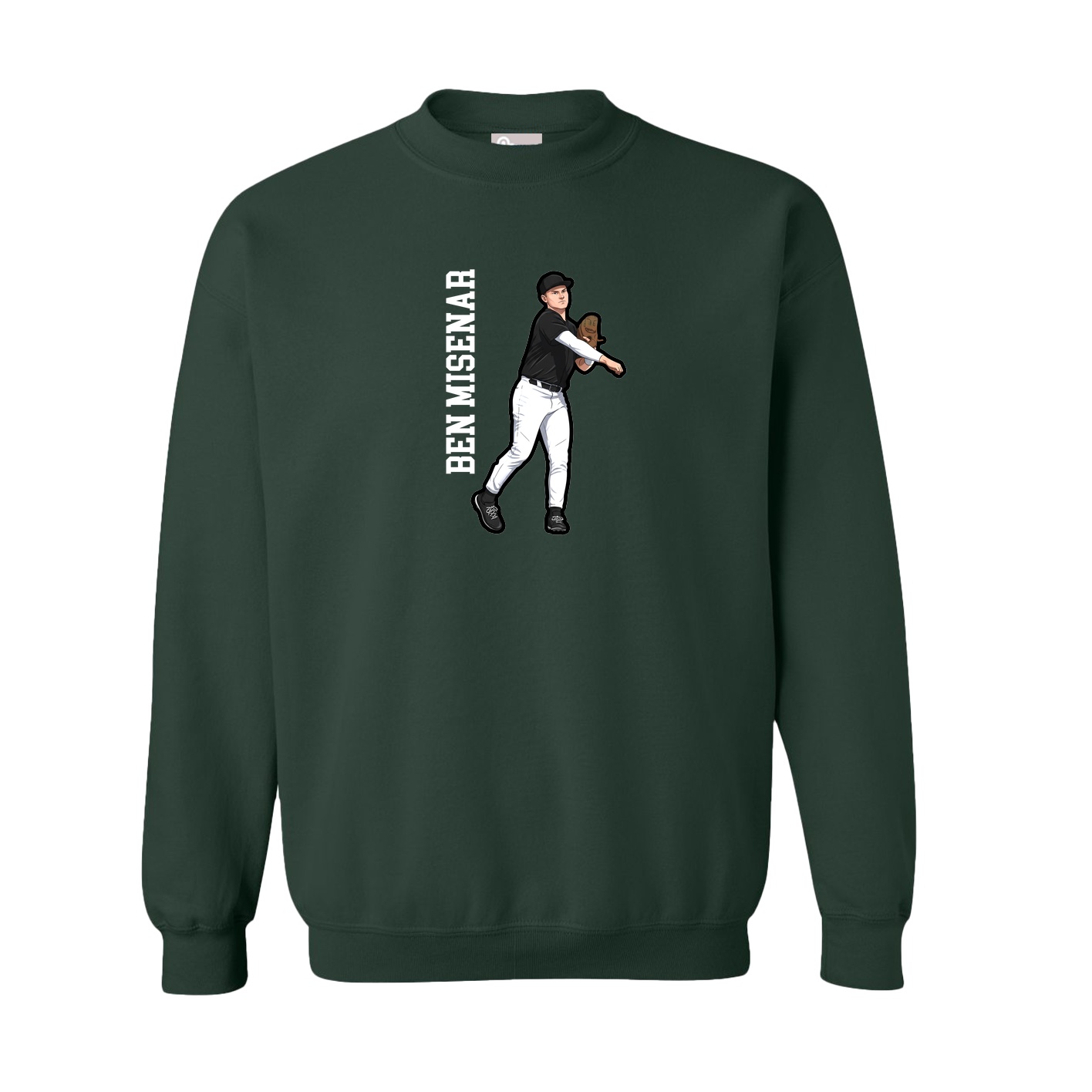 Fleece Crew — Name Vertical in Green