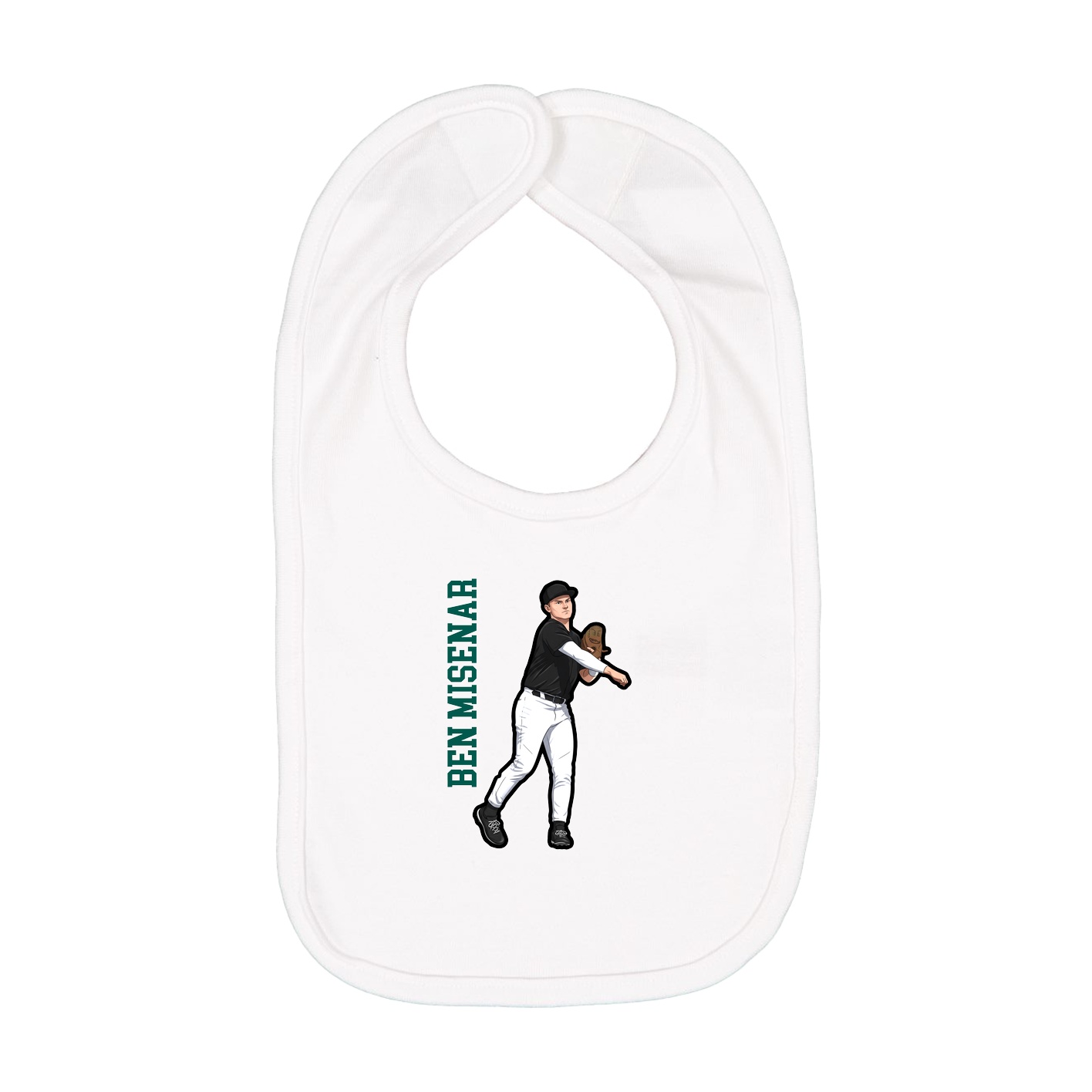 Infant Bib — Name Vertical in White